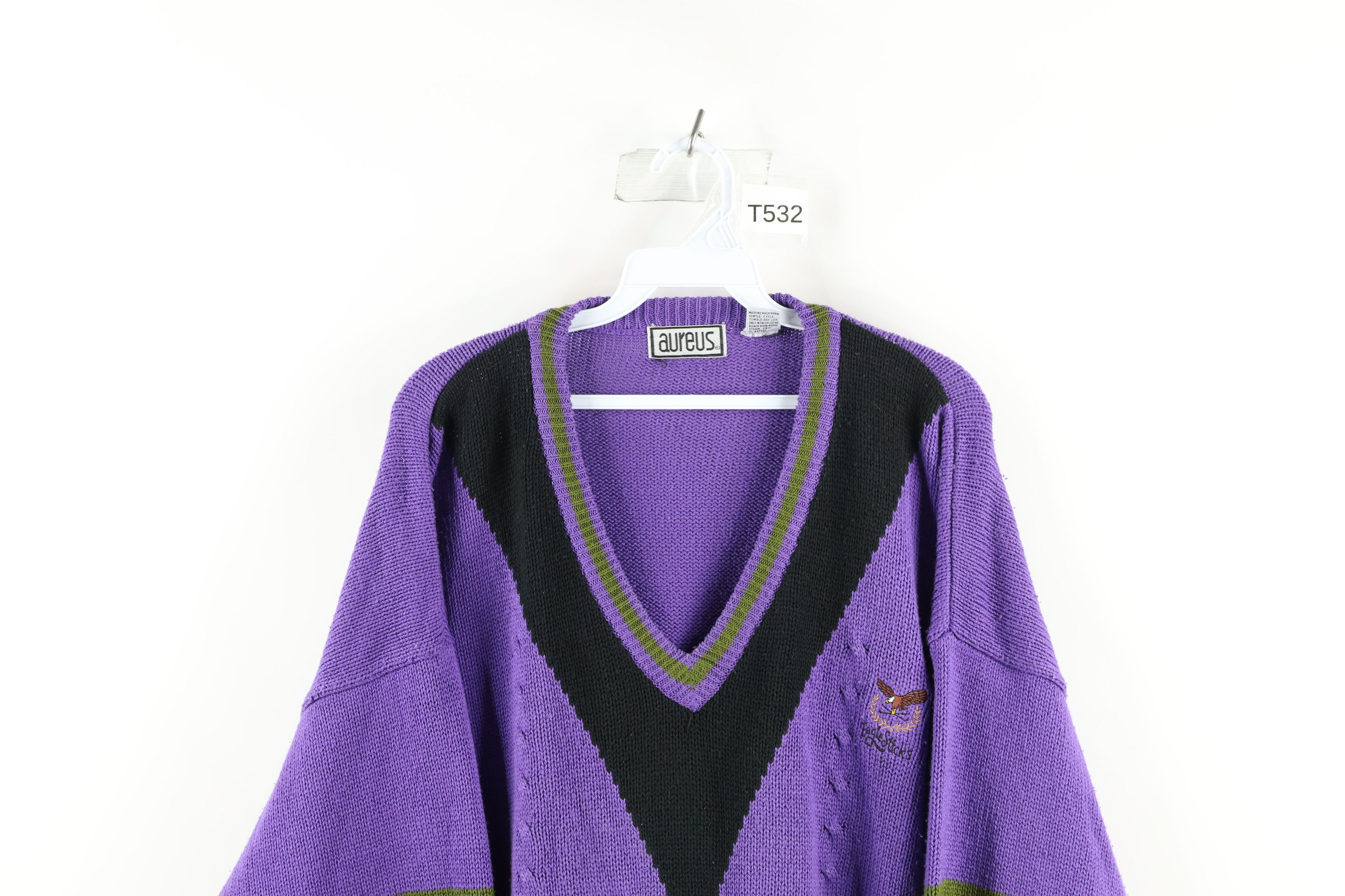 Vintage Vintage 90s Dapper Cable Knit Long Sleeve V-Neck Sweater Size US XL / EU 56 / 4 - 2 Thumbnail