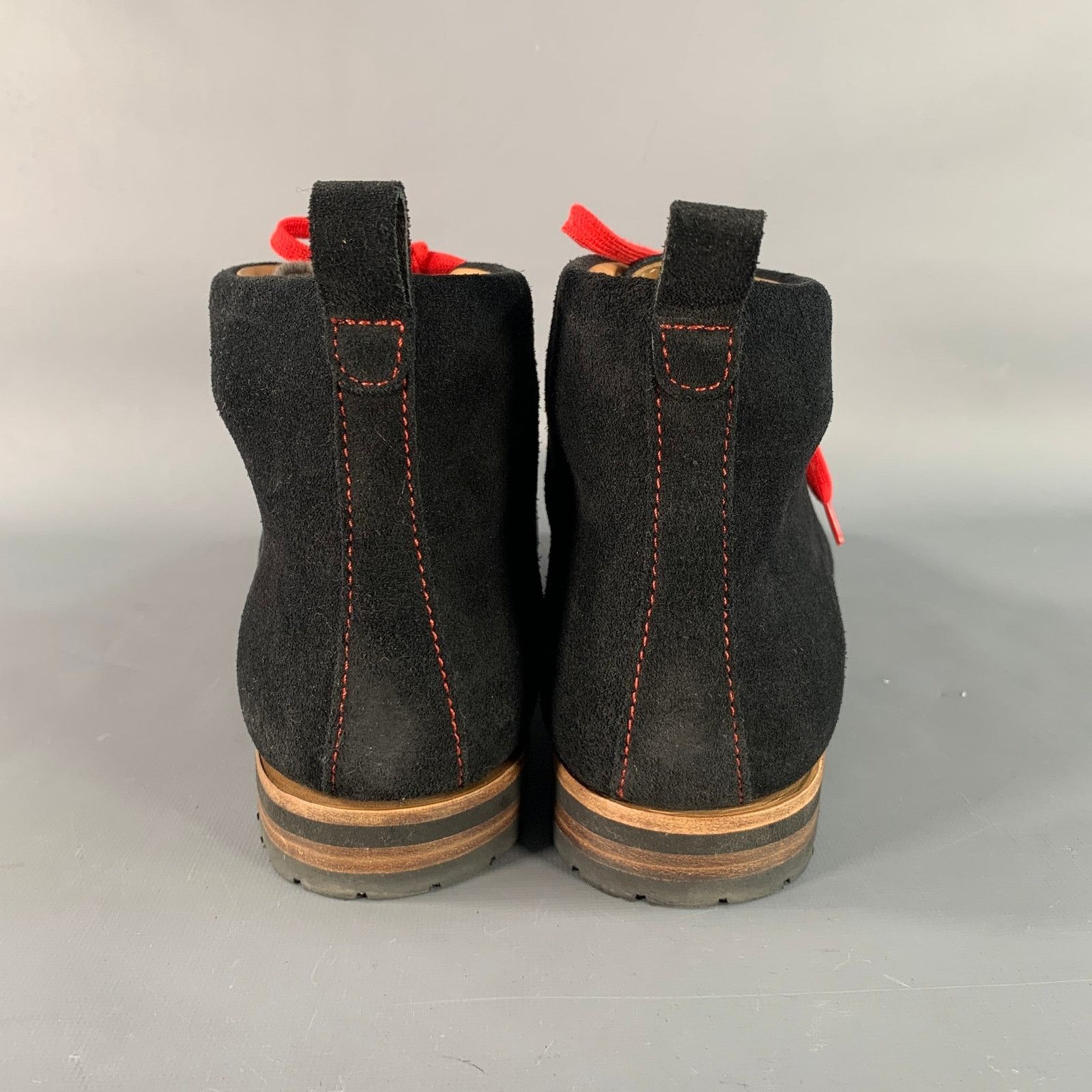 Paul Stuart PAUL STUART Size 12 Black Red Textured Leather Lace Up Boots Size US 12 / EU 45 - 3 Thumbnail