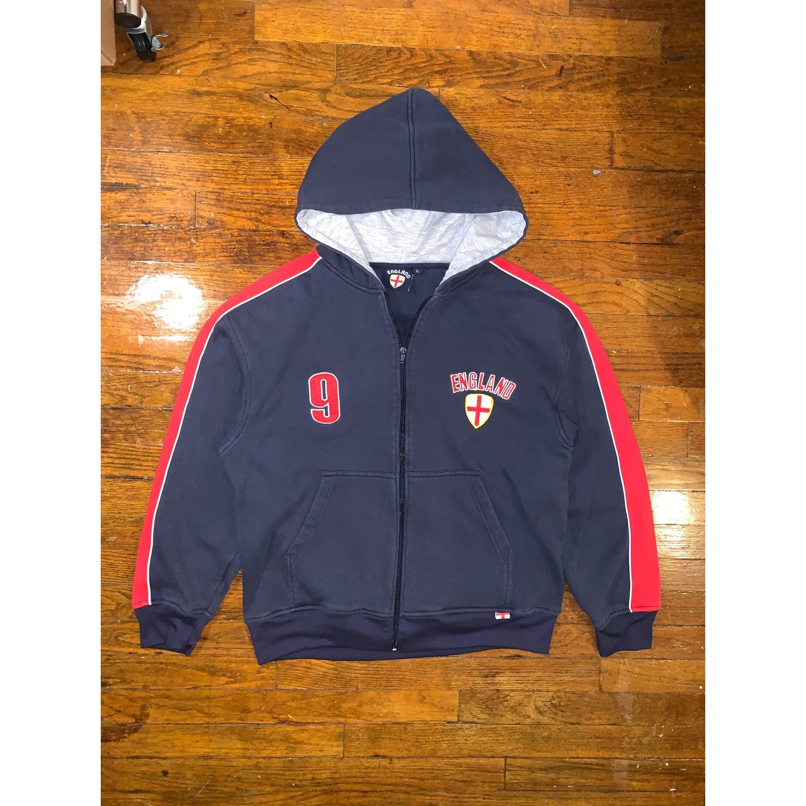 England Soccer Full Zip Hoodie Jacket Embroidered #6 Large