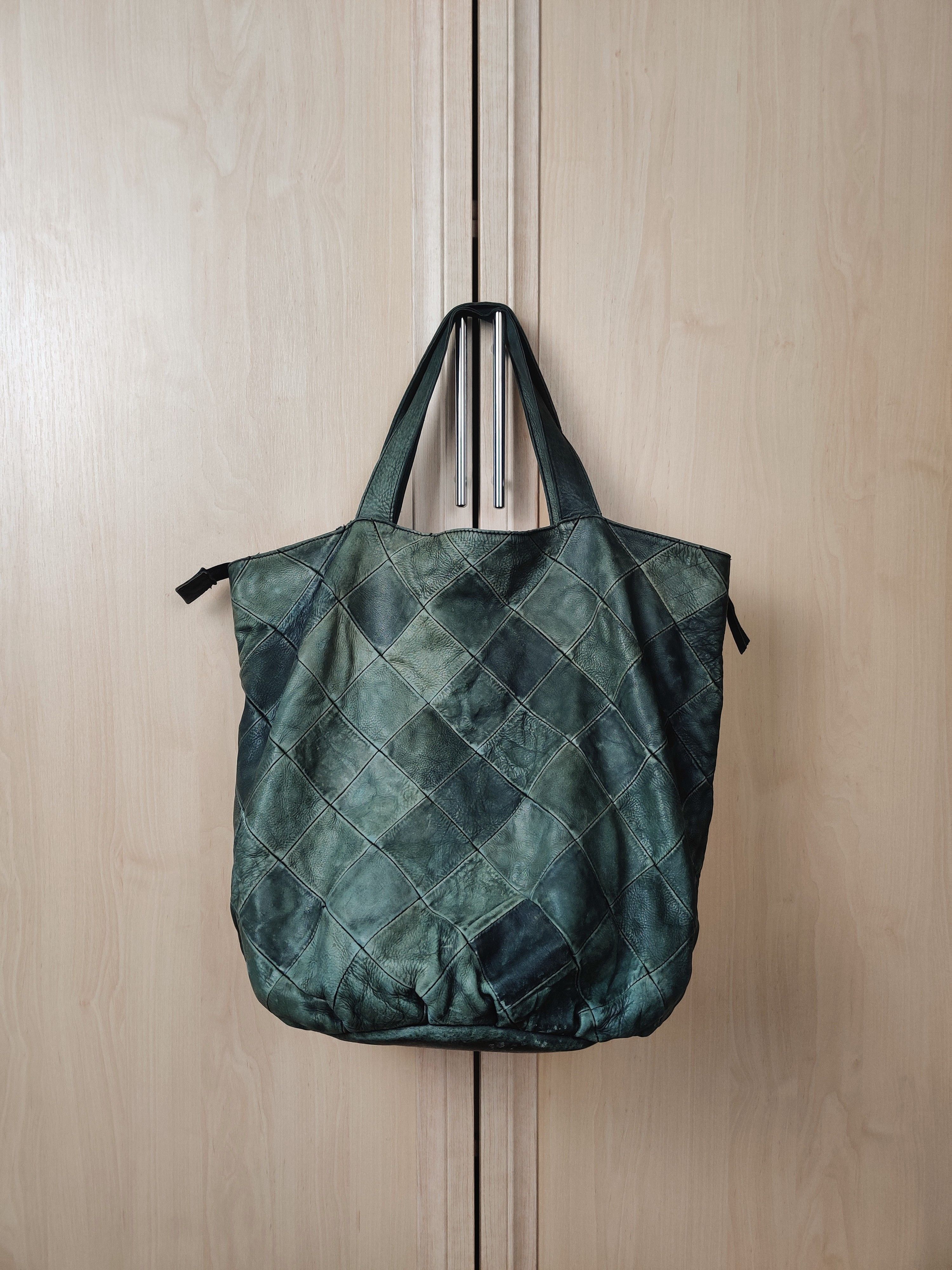 Vintage Vintage Fade Patina Leather Tote Bag Bottega Style Size ONE SIZE - 2 Thumbnail