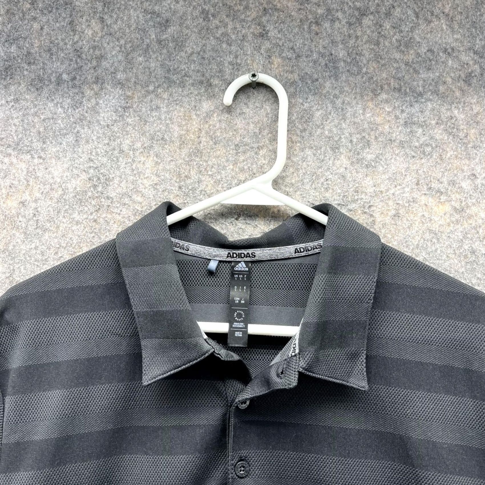 Adidas Adidas Polo Shirt Men Large Black Striped Polyester Two Color Golf Shirt Polo Athletic Casual Size US L / EU 52-54 / 3 - 4 Thumbnail