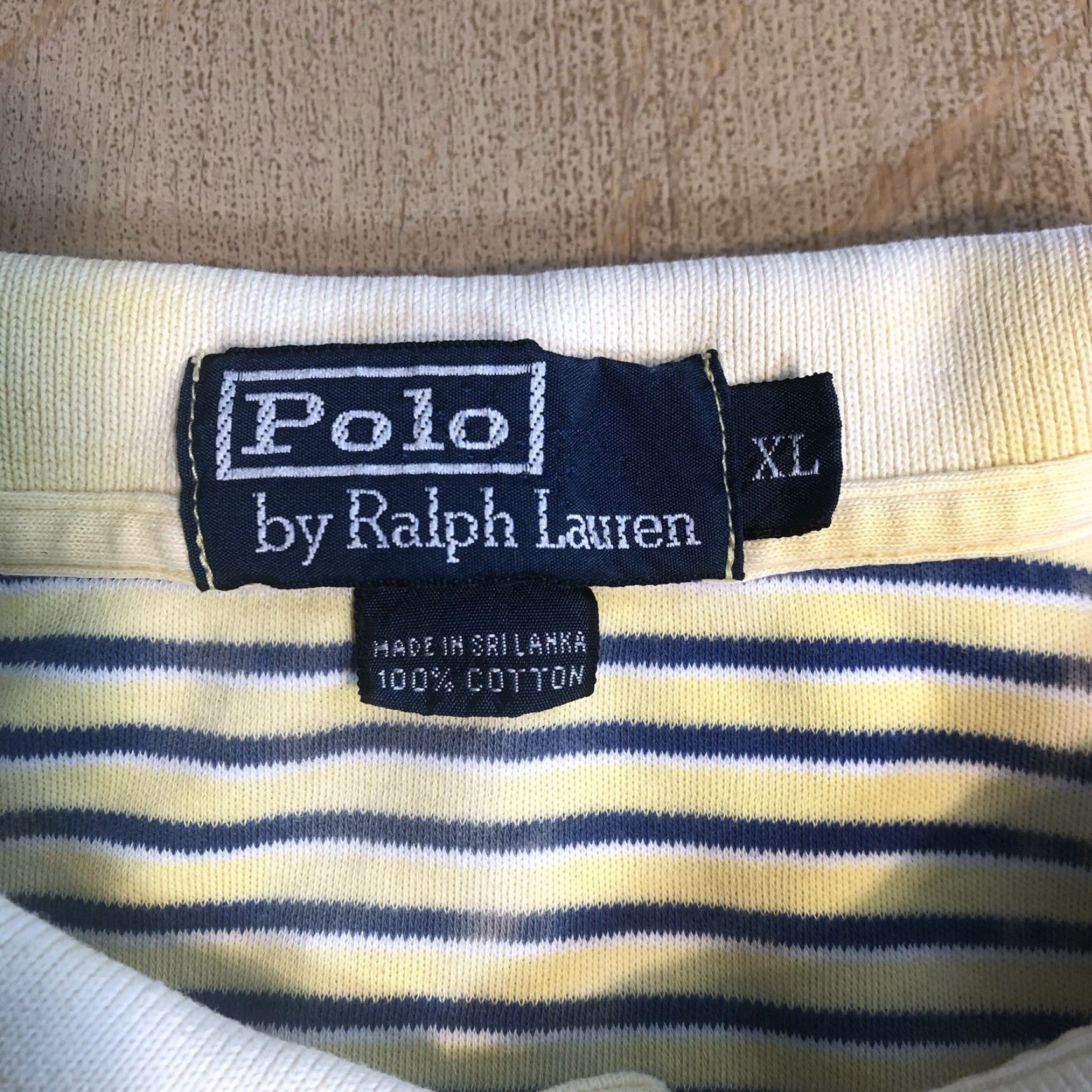 Polo Ralph Lauren Polo Ralph Lauren Polo Shirt XL Yellow Tie-Dye Acid Wash Short Sleeve Striped Vintage Men Size US XL / EU 56 / 4 - 7 Thumbnail