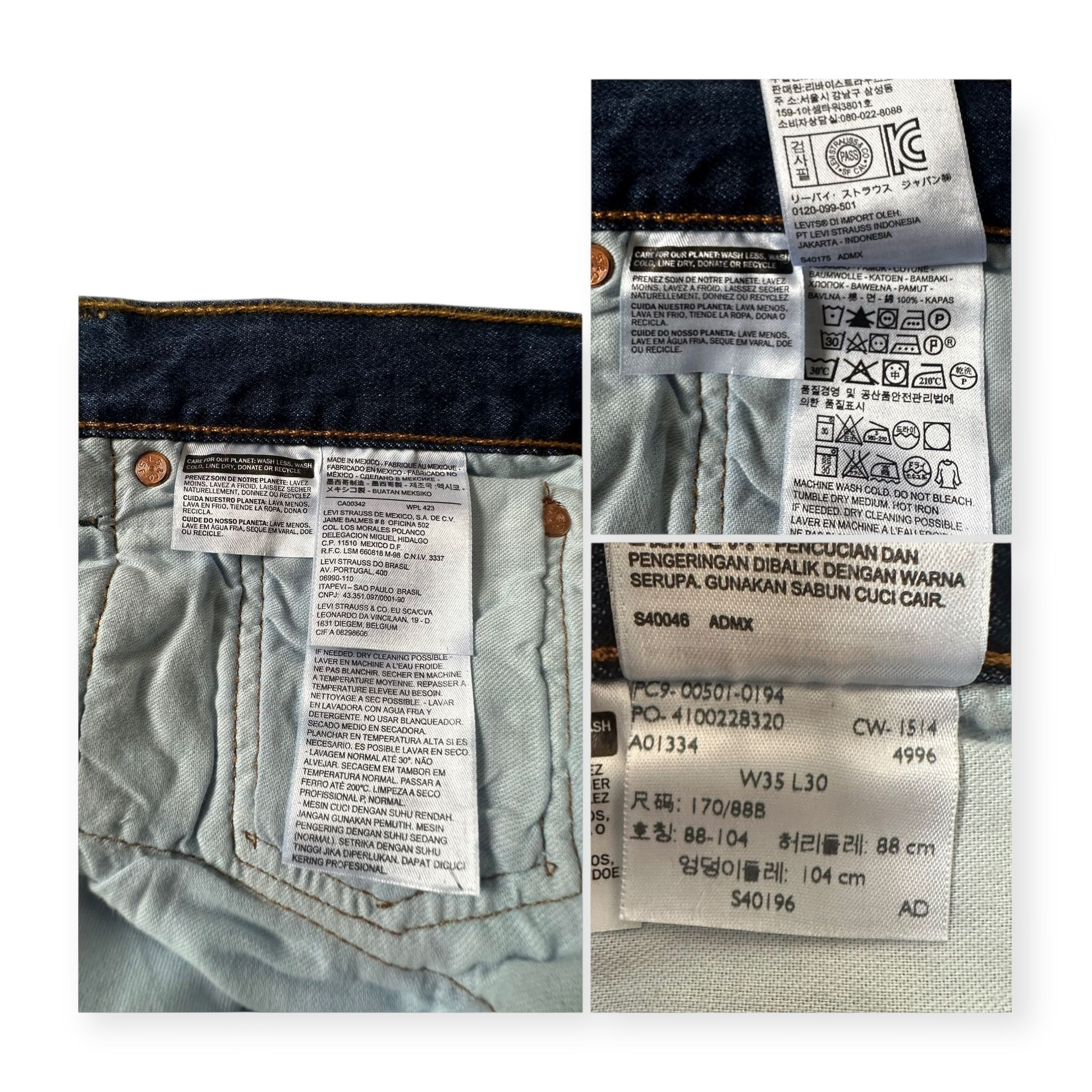 Levi's Levi’s 501 Original Fit Blue Button Fly Jeans W35 L30 New Un Size US 35 - 5 Thumbnail