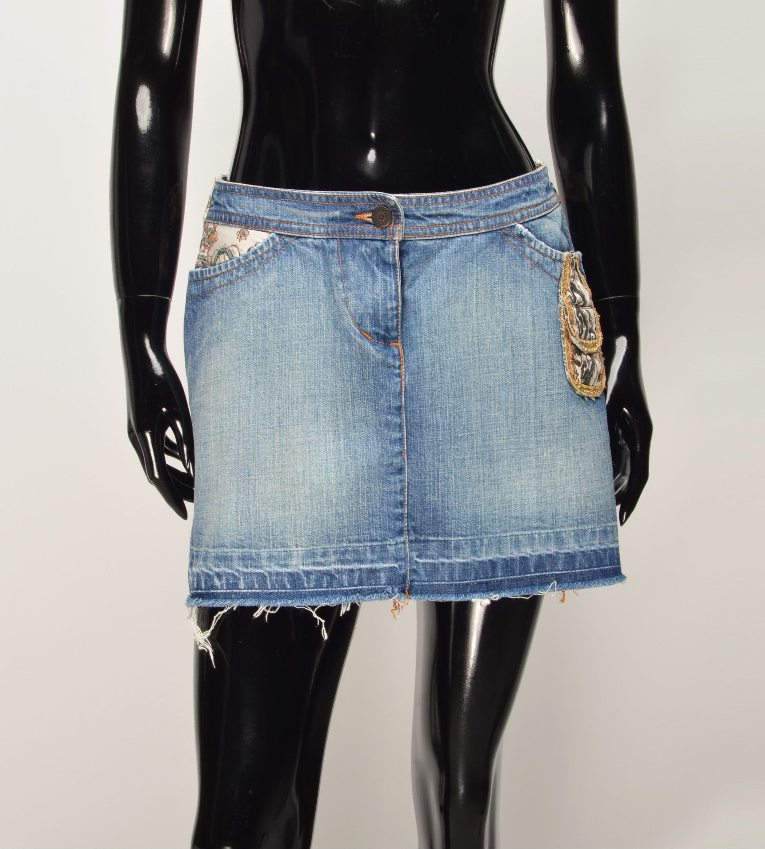 Other Kookai Y2K Patchwork Embroidered Pocket Detail Raw Hem Skirt Size 28" / US 6 / IT 42 - 1 Thumbnail