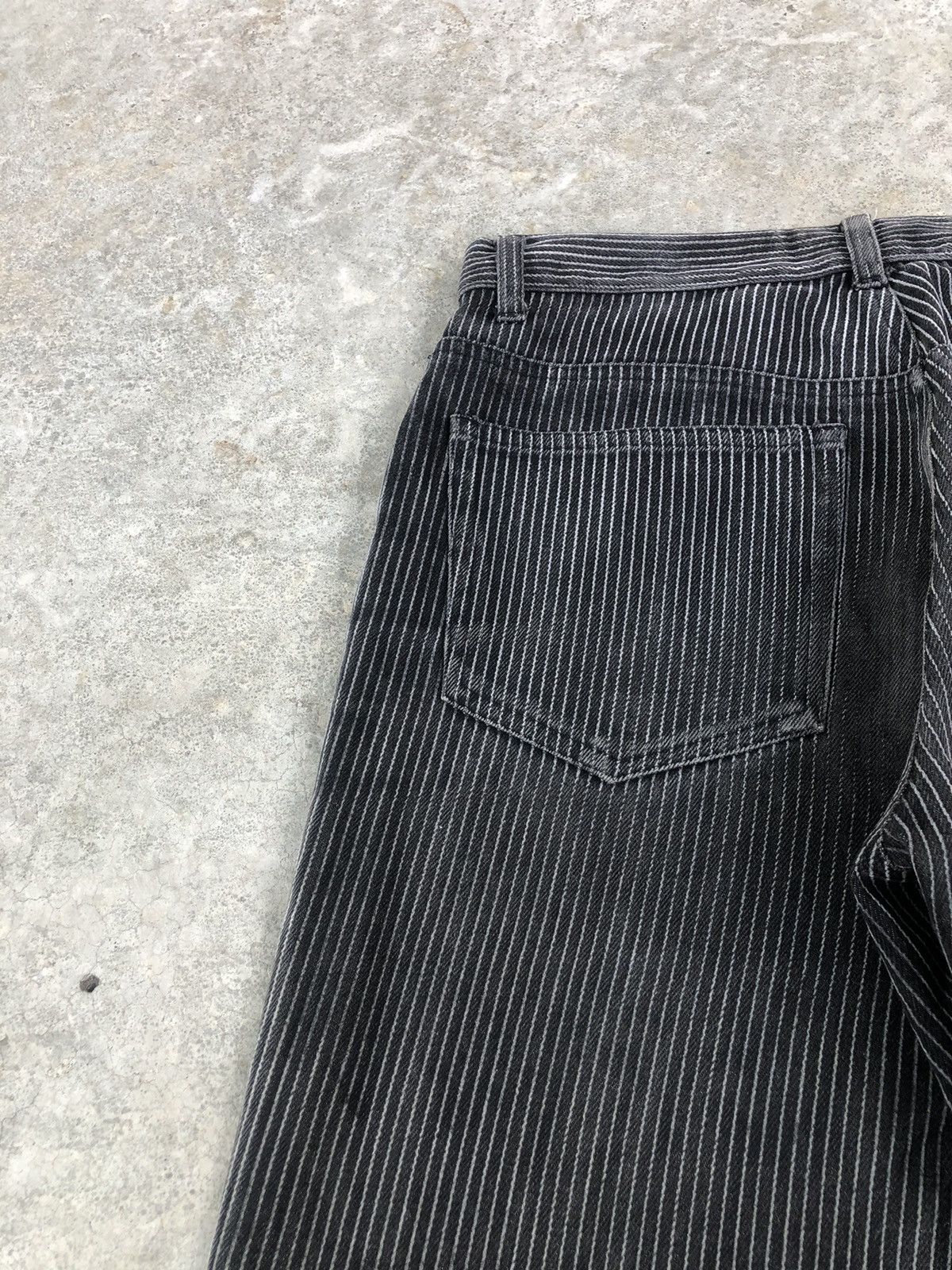 Tornado Mart Japanese Studio Sho Flared Jeans Hickory Stripe Distressed Size US 31 - 17 Thumbnail