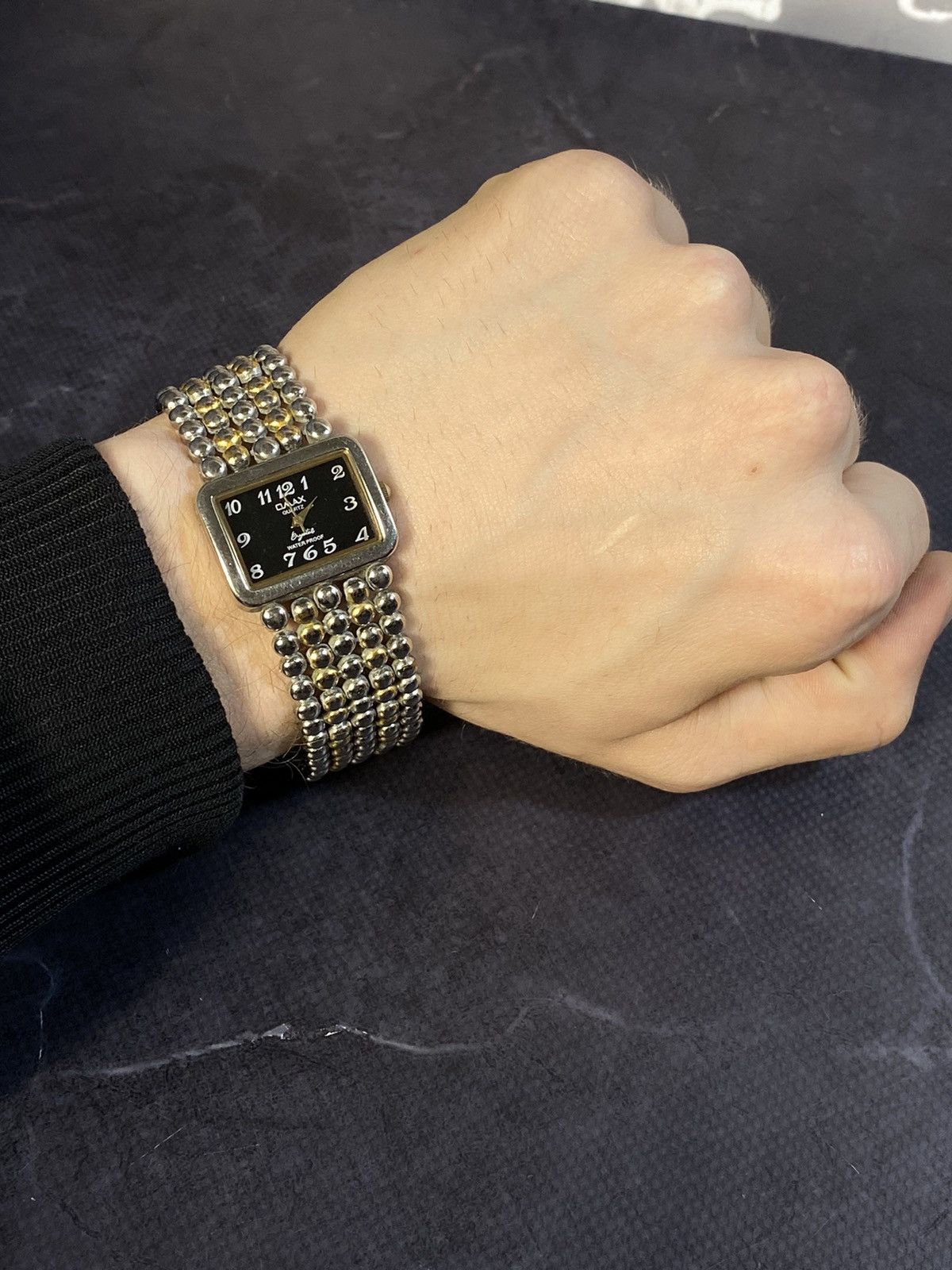 Japanese Brand Omax Rectangular Dial Beaded Bracelet Watch Japanese Brand Size ONE SIZE - 1 Thumbnail