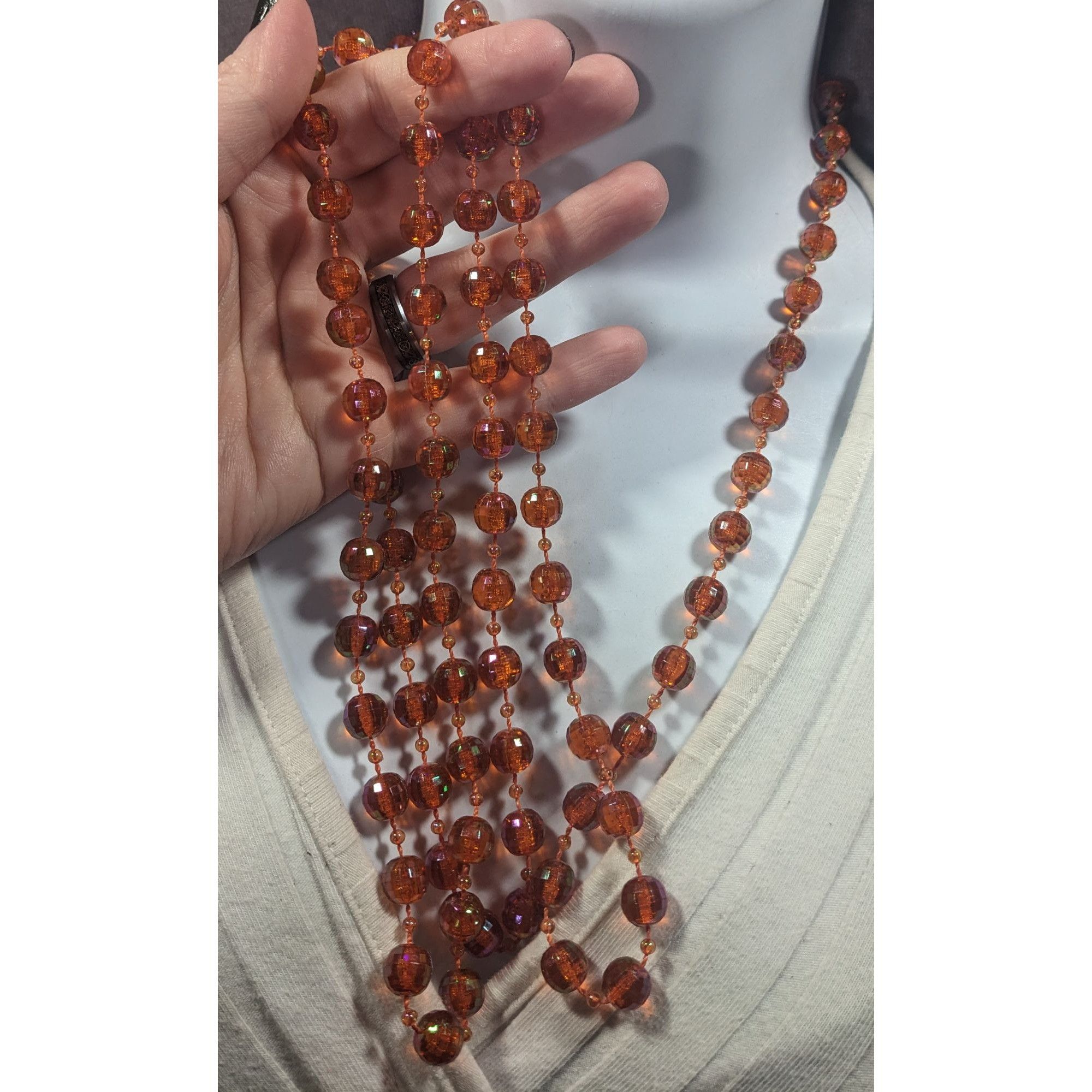 Other Sparkly Glam Orange Faceted Beaded Extra Long Necklace Size ONE SIZE - 5 Thumbnail