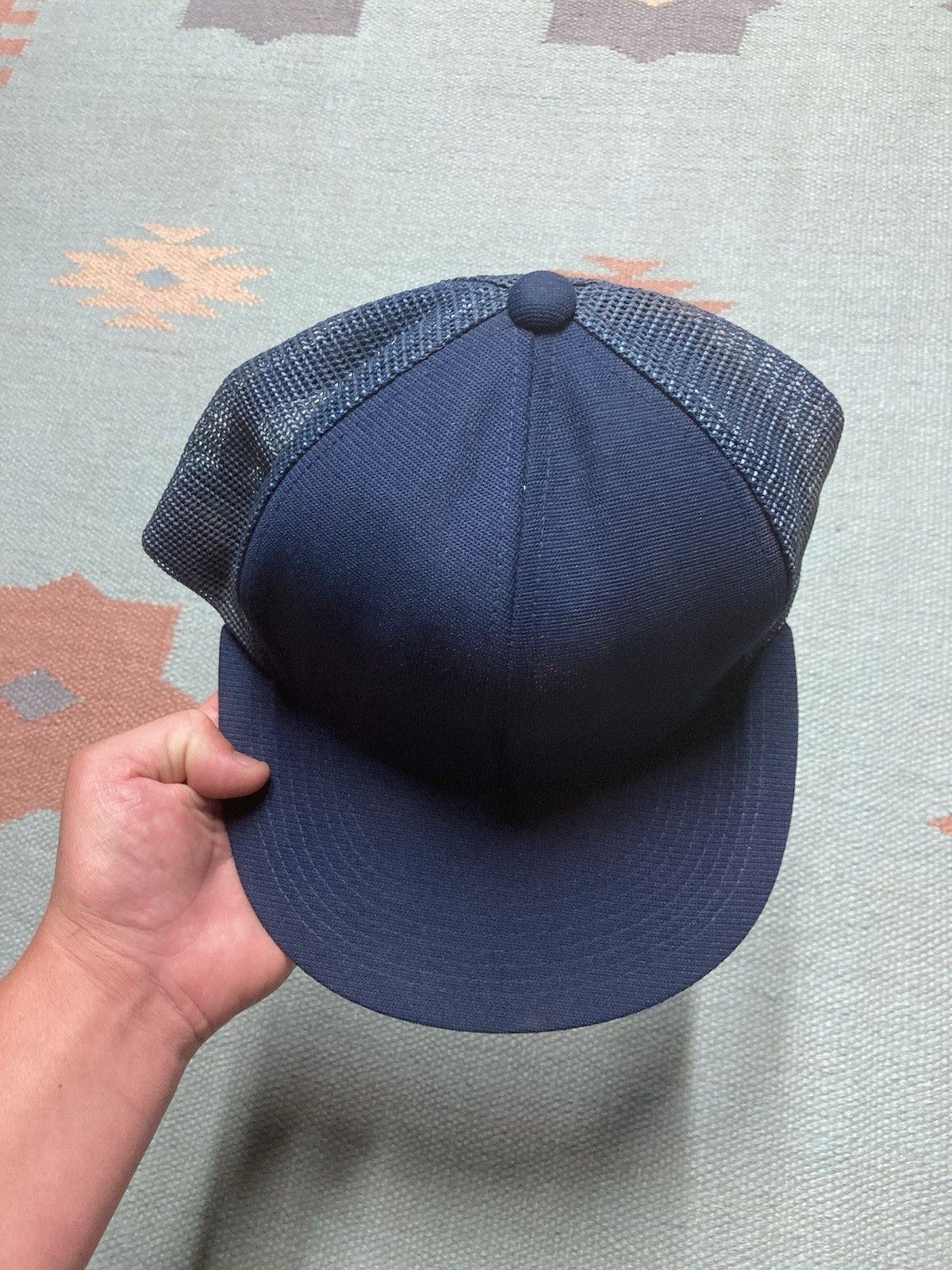 Vintage Vintage 80s trucker hat blank plain navy blue SnapBack Size ONE SIZE - 3 Thumbnail