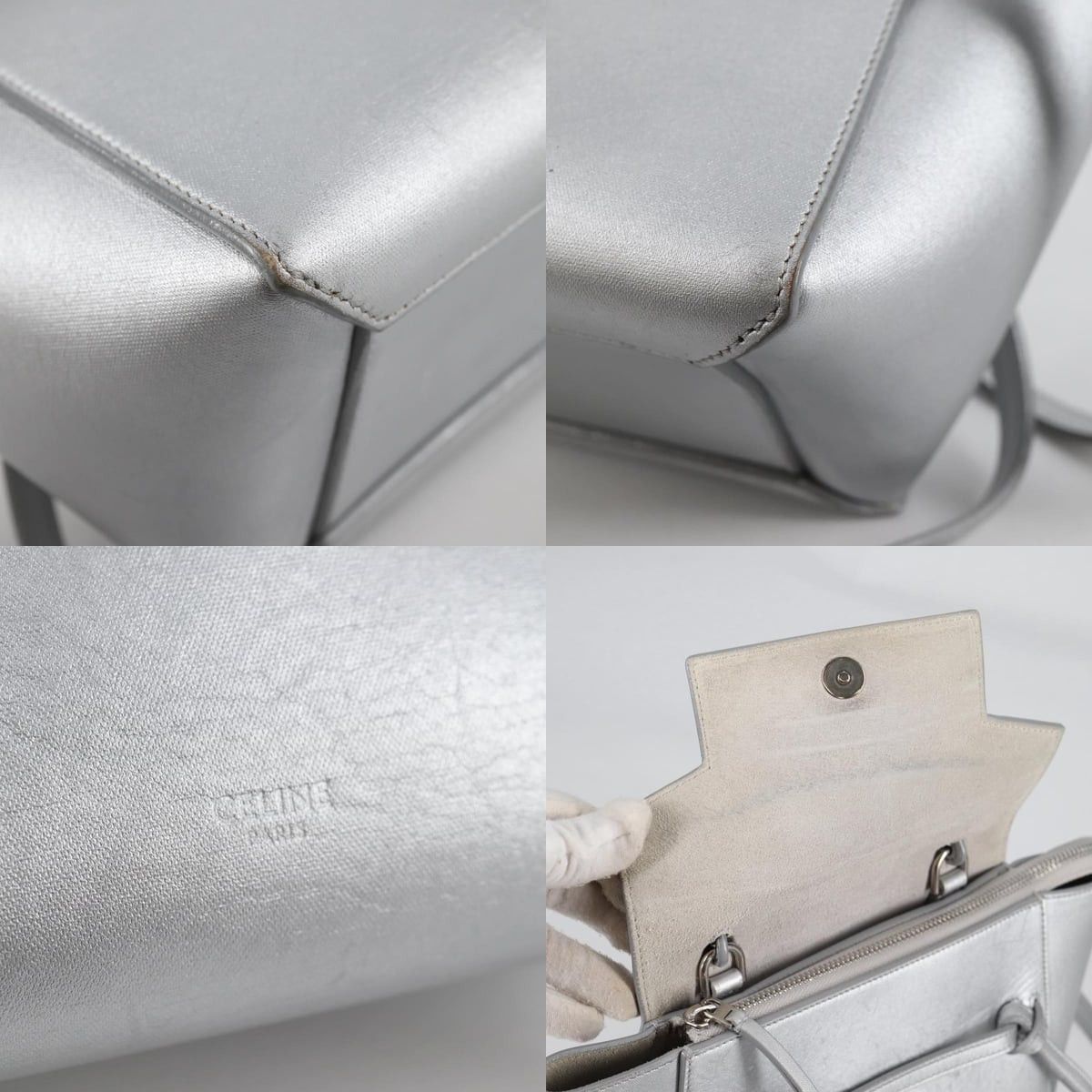 Celine CELINE Belt Bag Hand Bag Leather Silver Size ONE SIZE - 11 Thumbnail