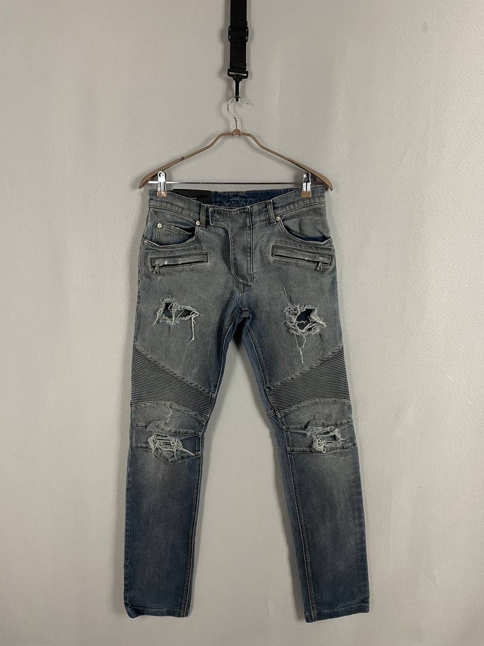 Balmain Balmain Biker Denim Jeans Grey Size US 32 / EU 48 - 1 Thumbnail