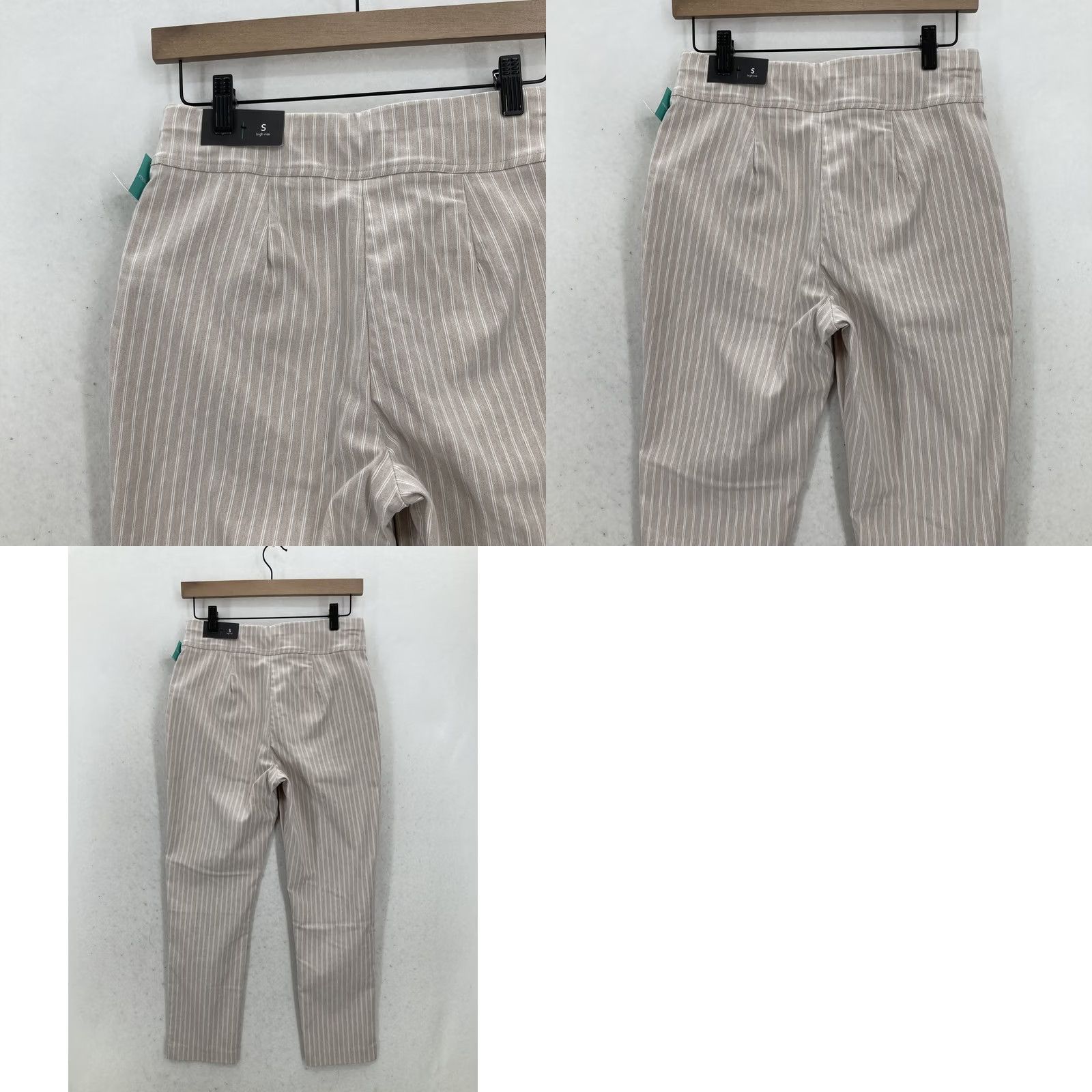 Vintage Maurices Bengaline Pants Womens Small Beige Striped Pull On Skinny Ankle Stretch Size 28" / US 6 / IT 42 - 9 Thumbnail