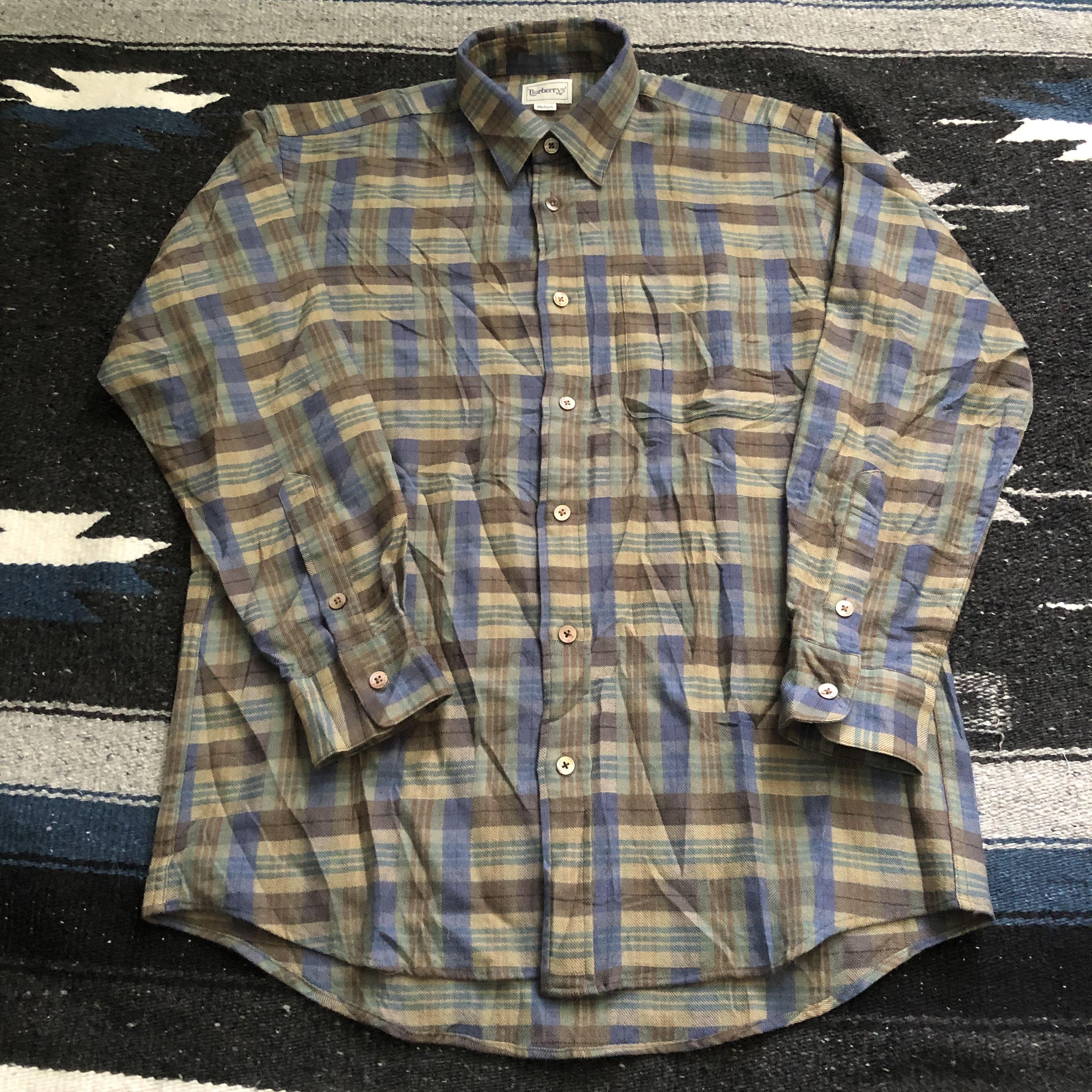 Burberry VINTAGE 90s Burberrys checkerd wool flannel shadow shirt Size US M / EU 48-50 / 2 - 1 Thumbnail