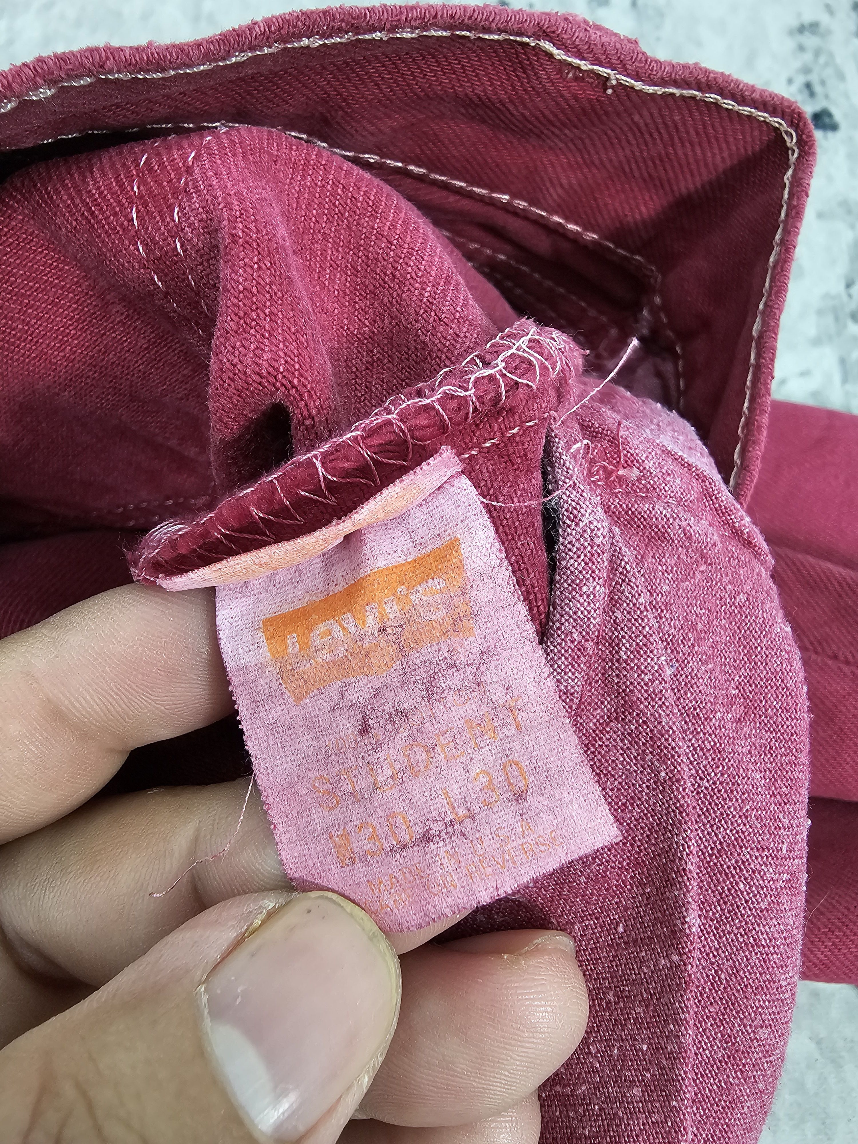 Levi's Vtg 90's LEVIS 501 Maroon Ripped Jeans Size 29X30 L0423 Size US 29 - 12 Thumbnail