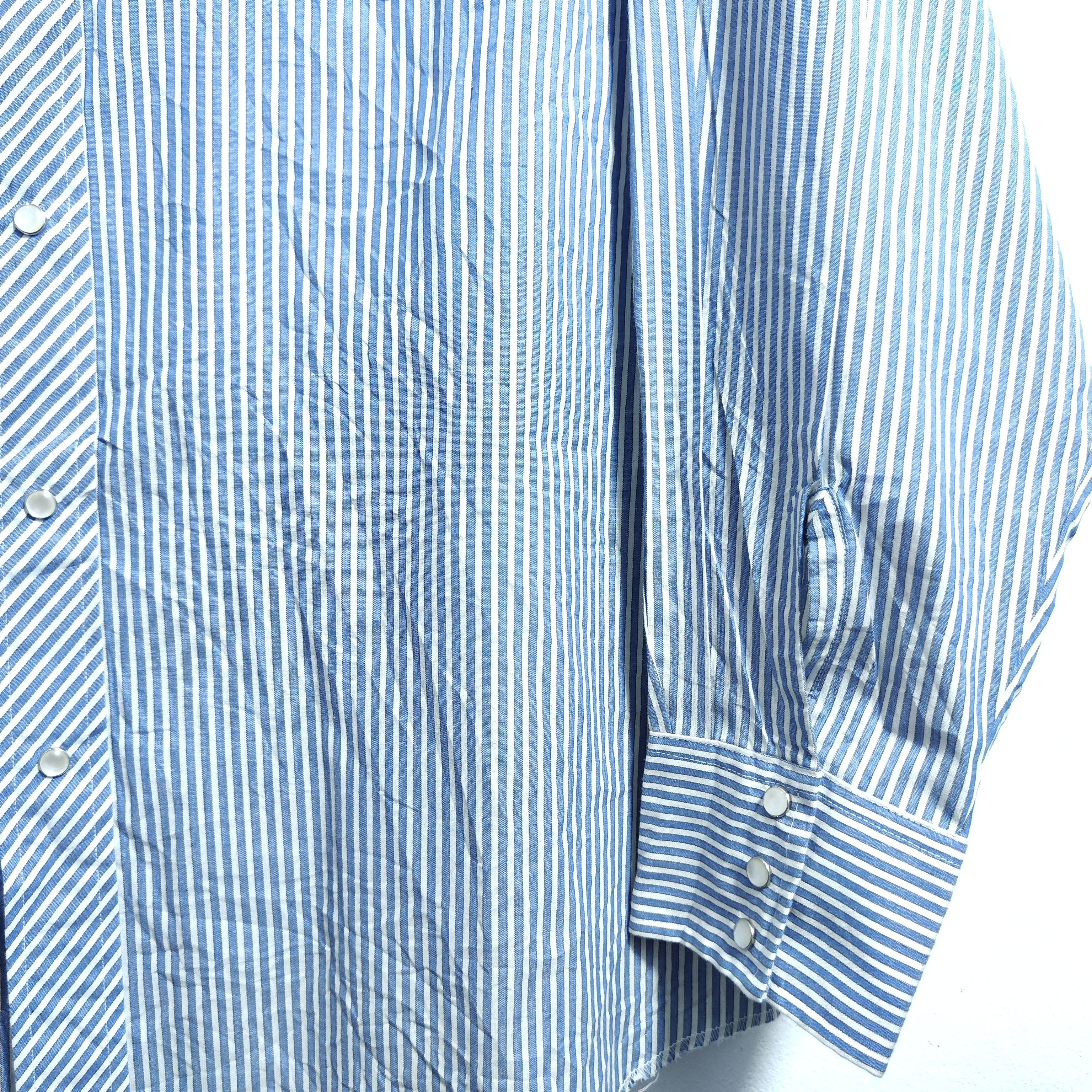 Wrangler Vintage Wrangler Western XL Blue/White Pinstripe Pearl Snap Size US XL / EU 56 / 4 - 4 Thumbnail