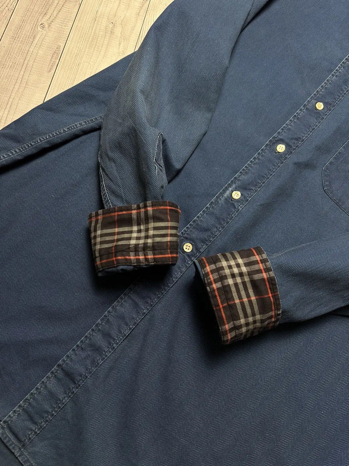 Burberry Vintage Burberry's shirt blue denim plaid size XL logo Size US XL / EU 56 / 4 - 5 Thumbnail