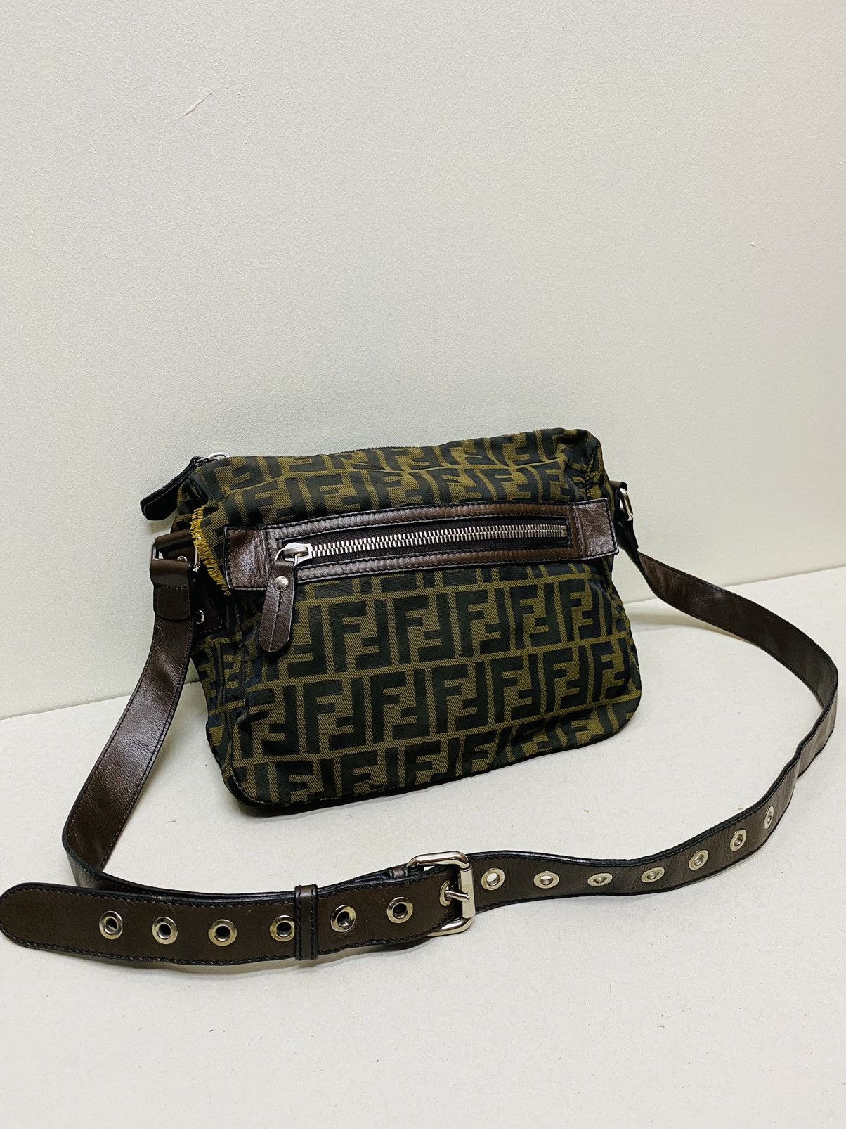 Fendi Fendi Monogram Women Crossbody Bag Canvas Leather Brown Size ONE SIZE - 1 Thumbnail