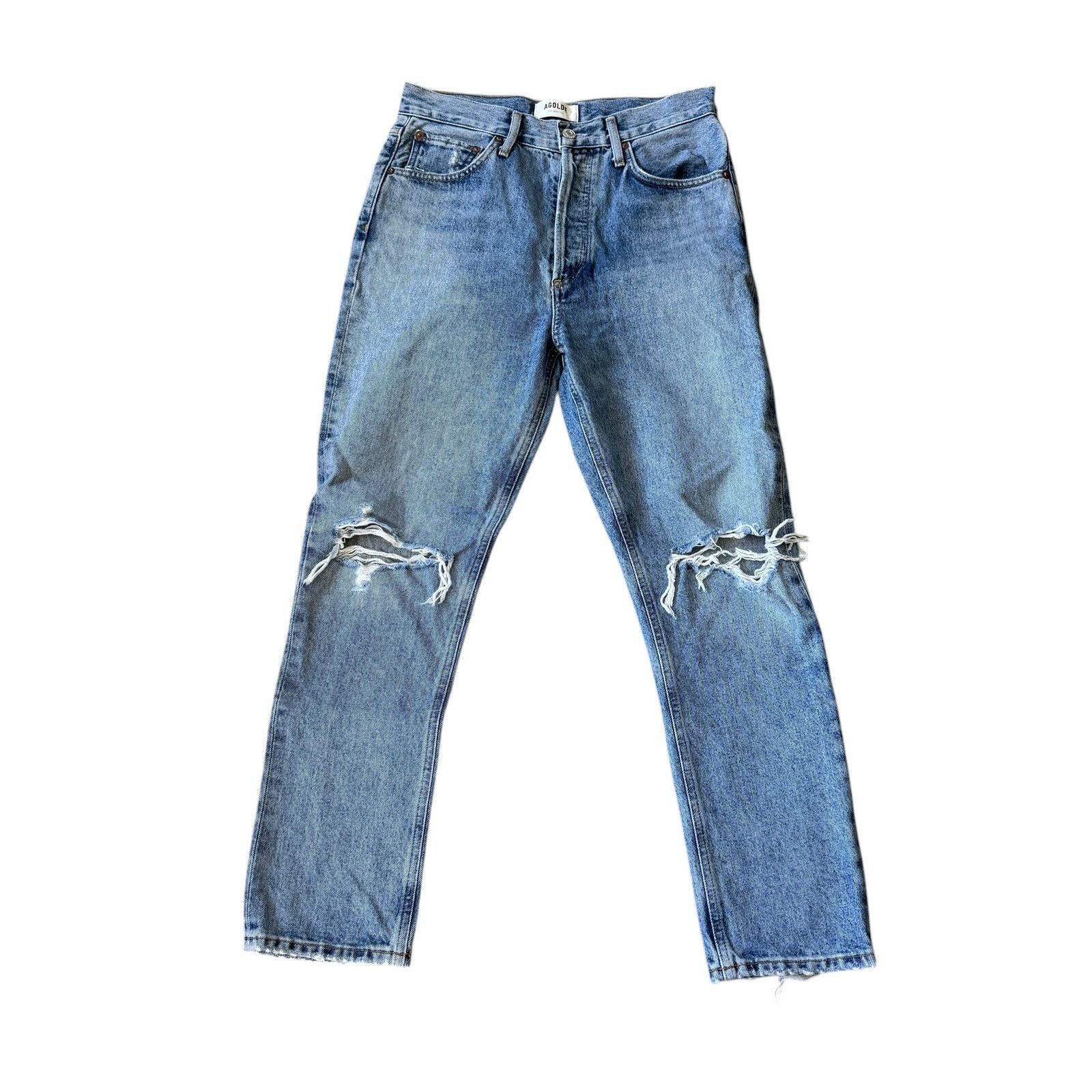 Agolde AGOLDE Riley High Rise Straight Crop Jean Distressed Size 26" / US 2 / IT 38 - 2 Thumbnail