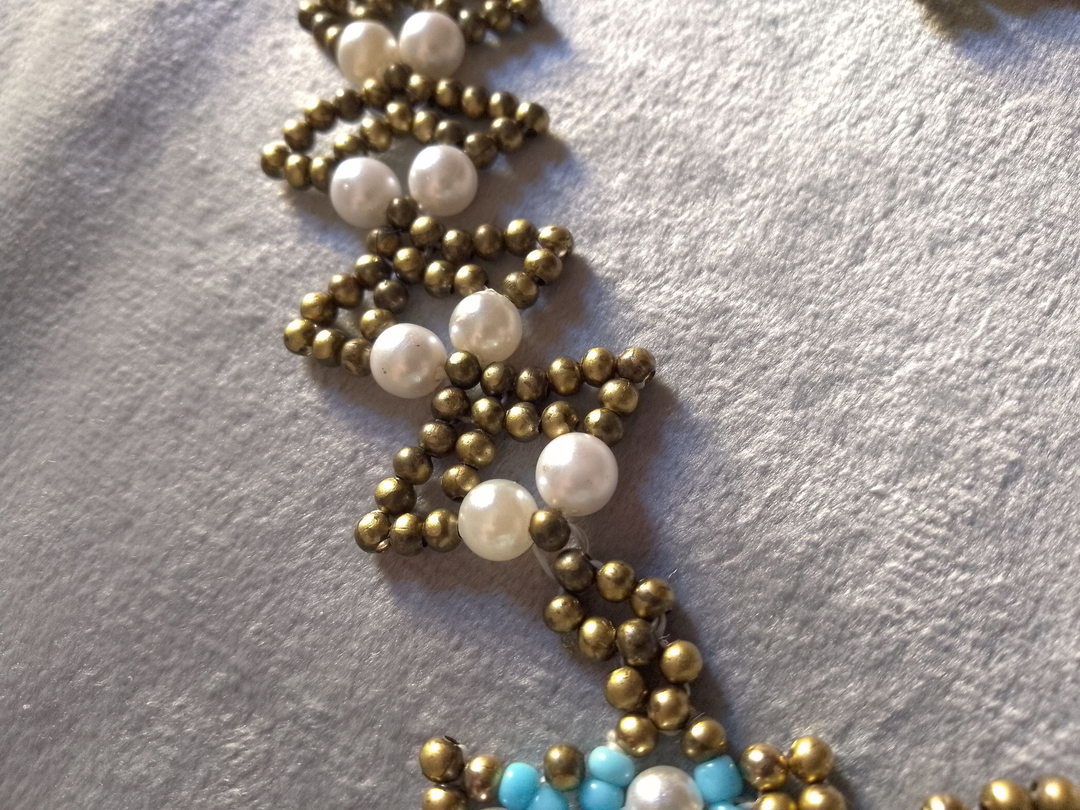 Handmade Necklace Antique Brass Vintage Style Pearls Pendant Earrings Size ONE SIZE - 3 Thumbnail