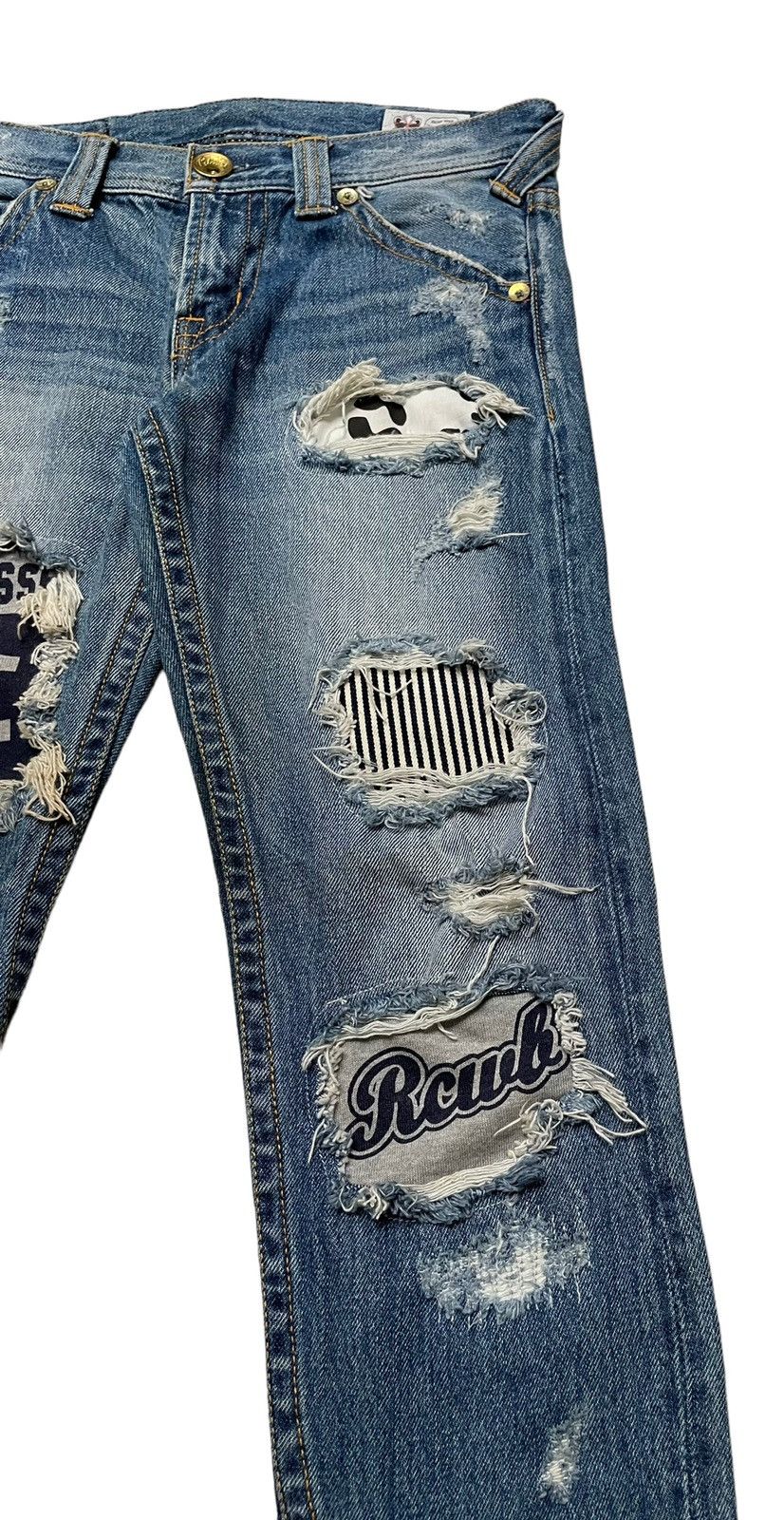 Japanese Brand × Vintage Vintage Japanese Brand Rodeo Crowns Patchwork Jeans 1990s Size US 30 / EU 46 - 4 Thumbnail