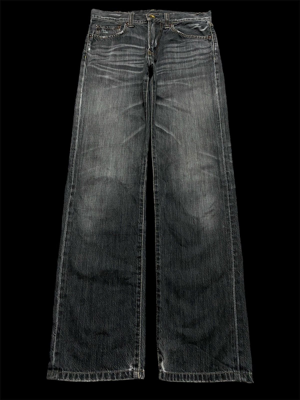 If Six Was Nine × Japanese Brand 💥Baggy 90s Uniqlo S002 Mudwash Faded Distress thrashed Jean Size US 29 - 2 Thumbnail