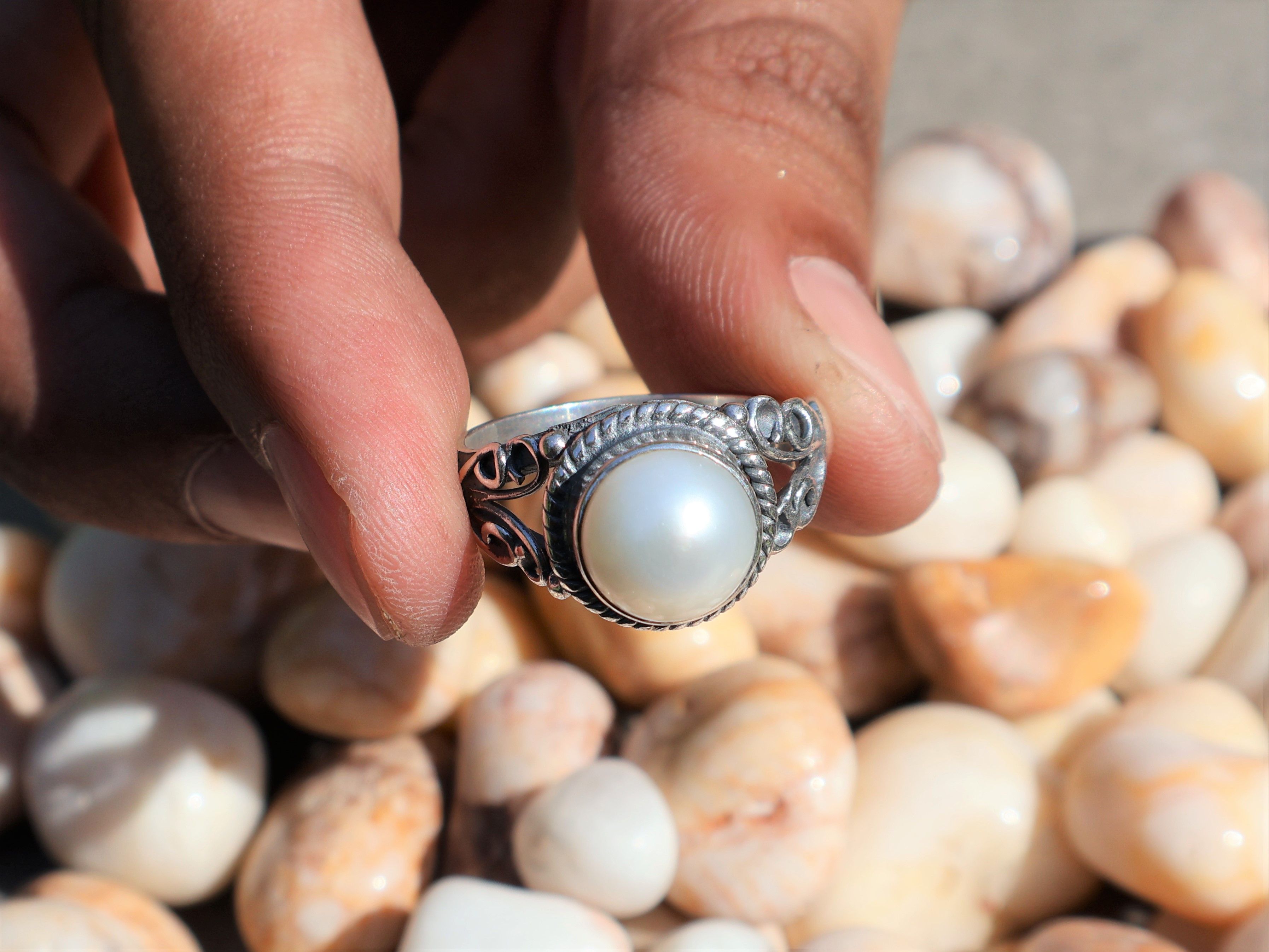 Handmade Pearl Ring, Handmade Promise Ring, 925 Sterling Silver Ring, Size ONE SIZE - 6 Thumbnail