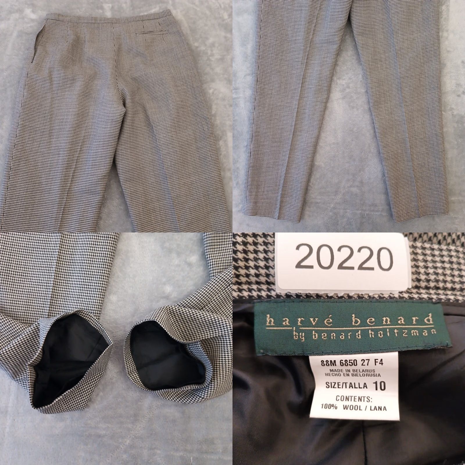 Vintage Harve Benard Dress Pants Womens Size 10 Black Houndstooth Wool Pleated Lined Size 32" / US 10 / IT 46 - 8 Thumbnail