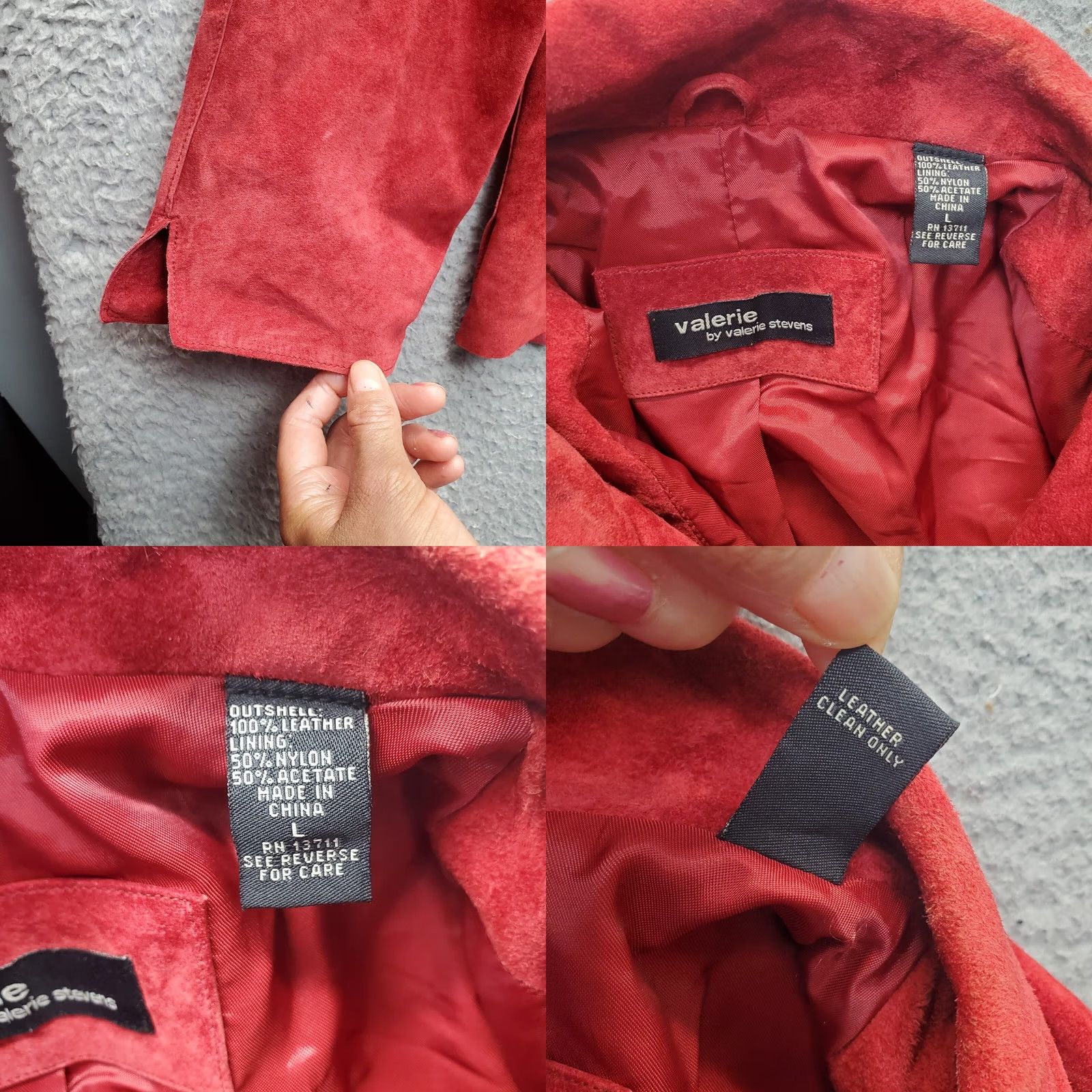 Vintage Valerie Stevens Shacket Womens Size L Red Leather Button Up Slit Sleeve Lined Suede 100% Leather Vintage: No Size L / US 10 / IT 46 - 8 Thumbnail