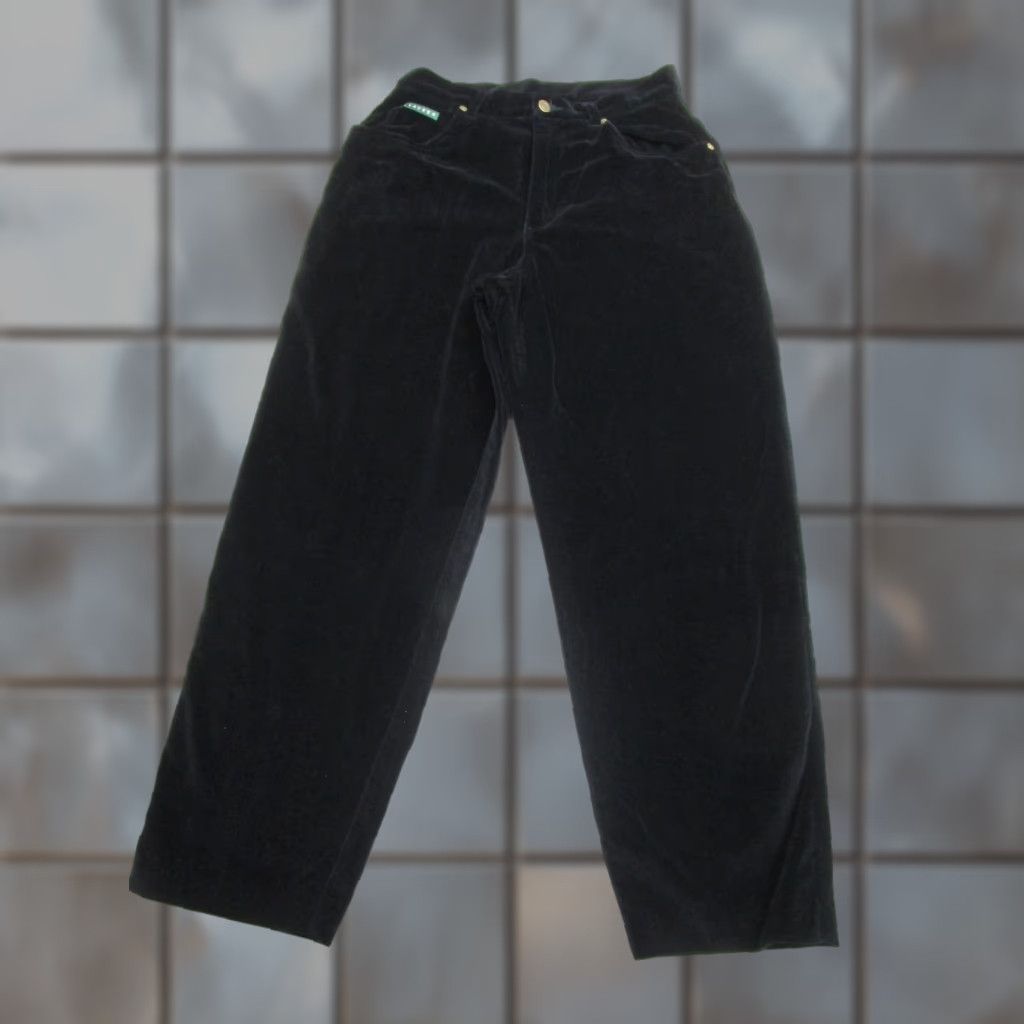 Ralph Lauren VINTAGE Ralph Lauren Pants Womens 10 Black Velvet Y2K Loose Baggy Classic Size 32" / US 10 / IT 46 - 1 Thumbnail