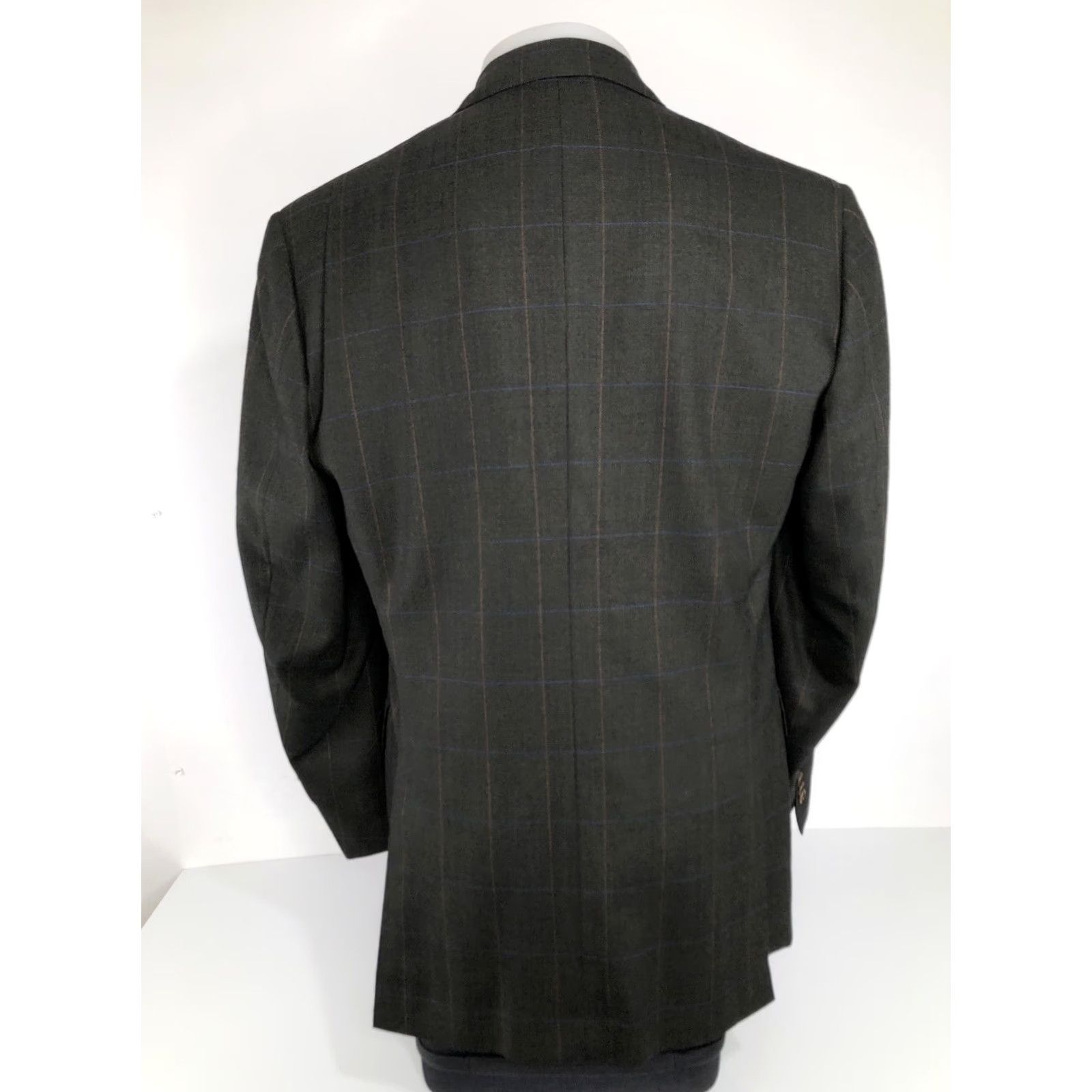 Vintage LUCIANO BARBERA Blazer Mens US 42 Wool / Cashmere 3 Button Brown / Orange / Blue" Size 42R - 5 Thumbnail