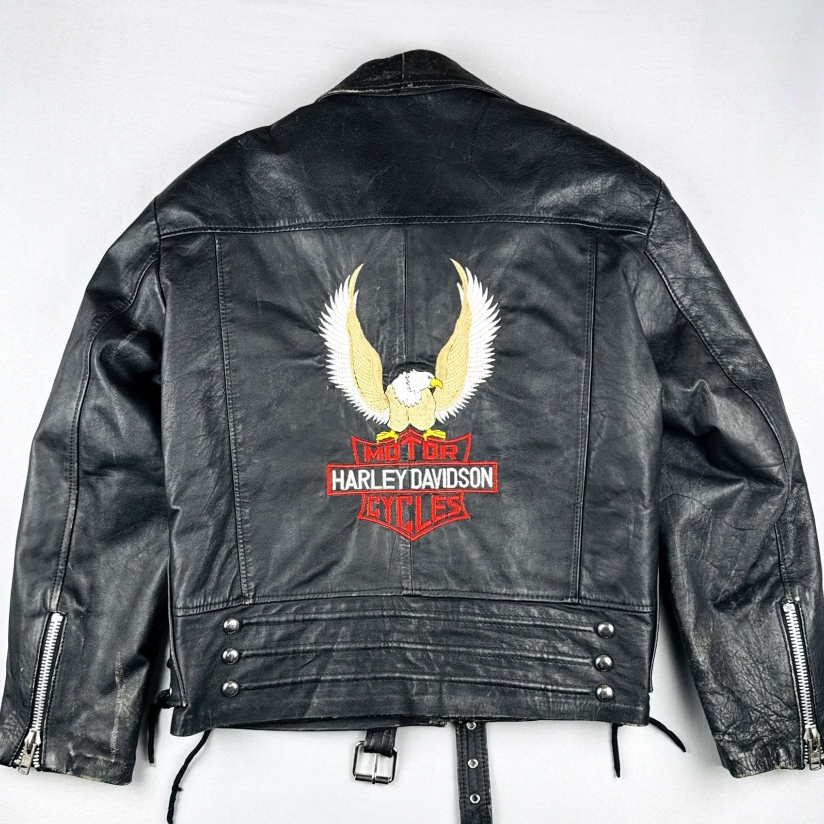 Harley Davidson VINTAGE Harley Davidson Leather Motorcycle Jacket Eagle Piel Mexico Biker M Mens Black Jacket Size US M / EU 48-50 / 2 - 2 Thumbnail