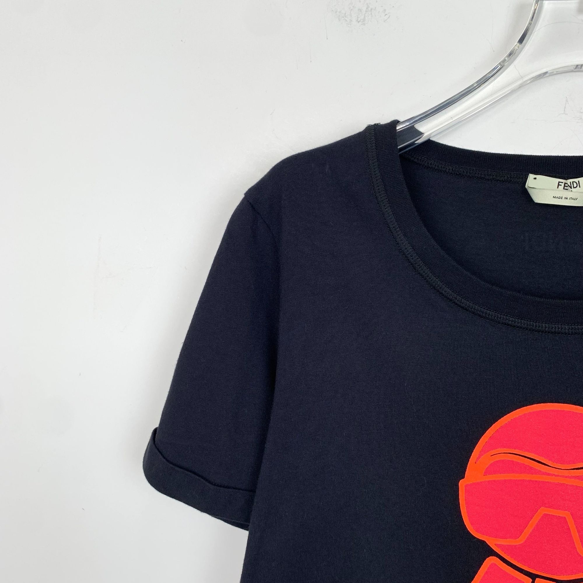 Fendi Fendi Womens T-Shirt Black With Red Graphic Print Size 40 Co Size S / US 4 / IT 40 - 4 Thumbnail