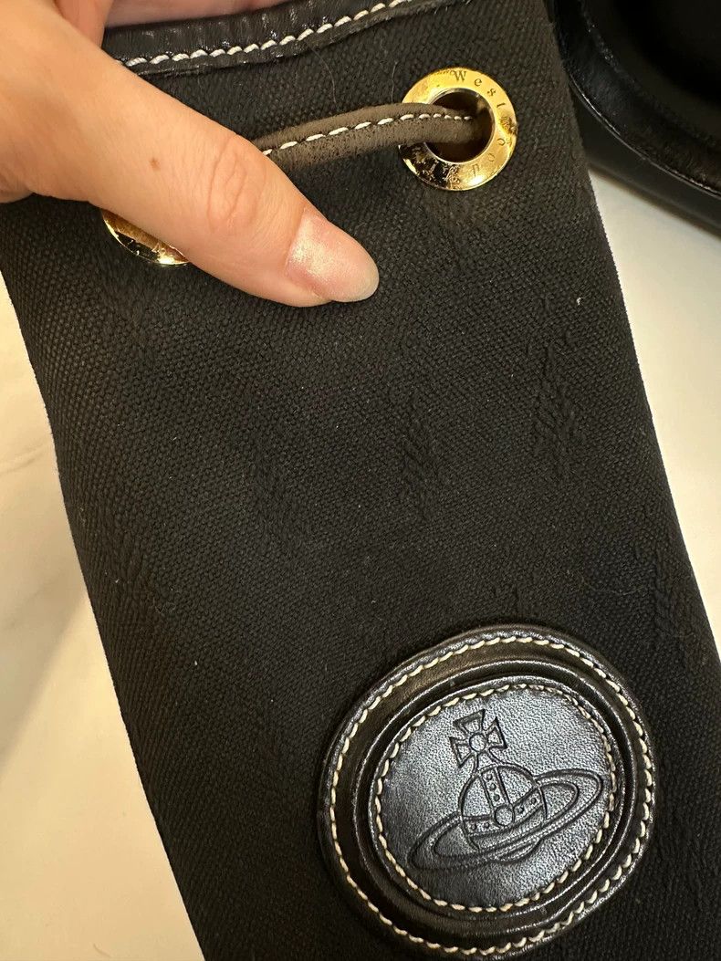 Vivienne Westwood Vivienne Westwood size os Black matte canvas Saturn logo bu Size ONE SIZE - 2 Thumbnail