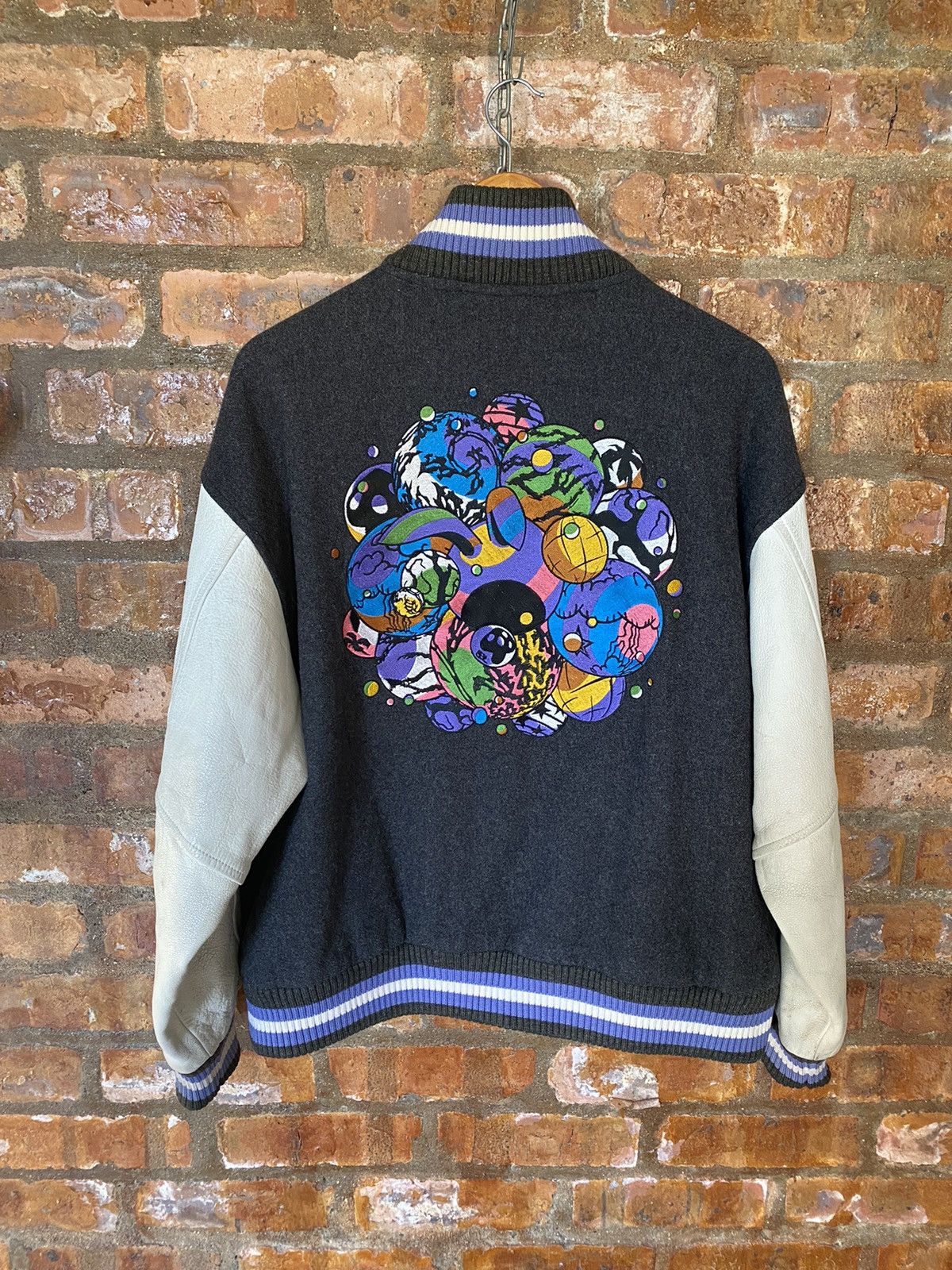 PHENOMENON AW02 REVOLVER murakami floral varsity leather jacket Size US M / EU 48-50 / 2 - 2 Thumbnail