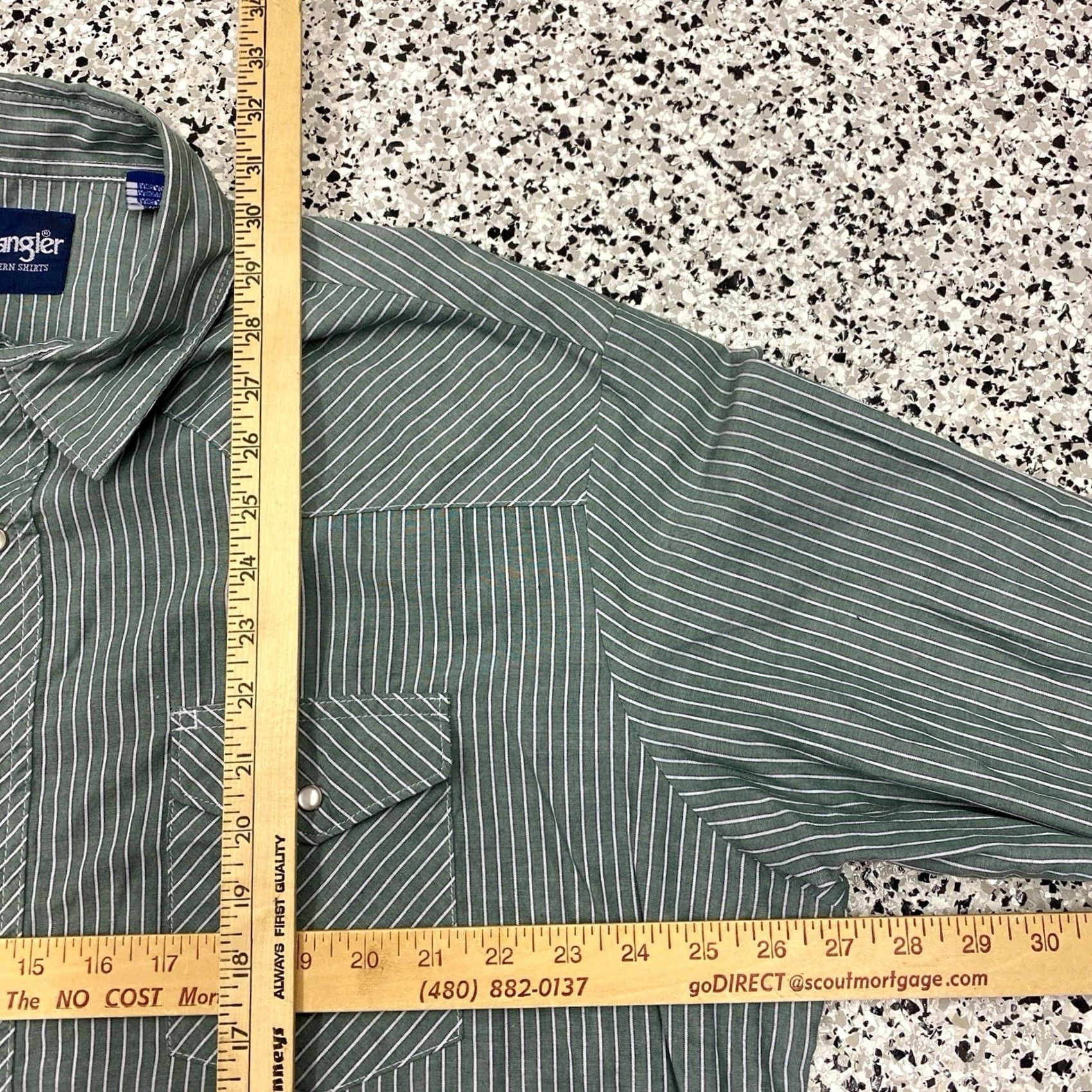 Wrangler Wrangler Western Shirt Mens 2XL Green Stripe Pearl Snap L/S Pockets S Size US XXL / EU 58 / 5 - 3 Thumbnail