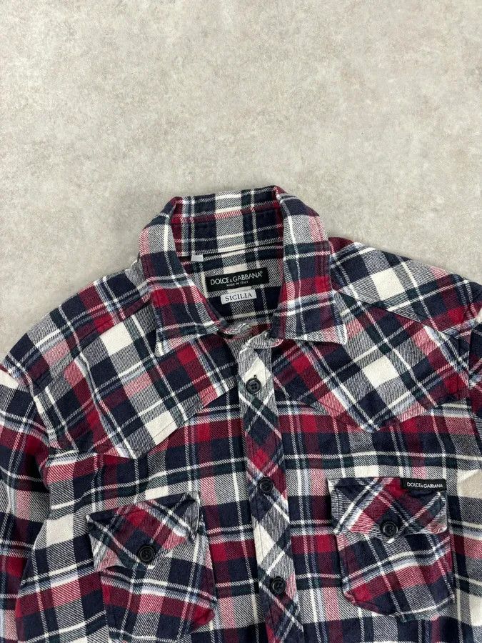Dolce & Gabbana 2010s Dolce & Gabbana Red Black White Checkered Sicilian Shirt Size US M / EU 48-50 / 2 - 4 Thumbnail