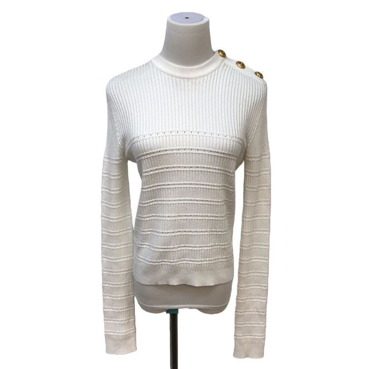 Balmain Balmain White Gold Button Sweater Size 34 Size XXS / US 00 / IT 34 - 1 Thumbnail