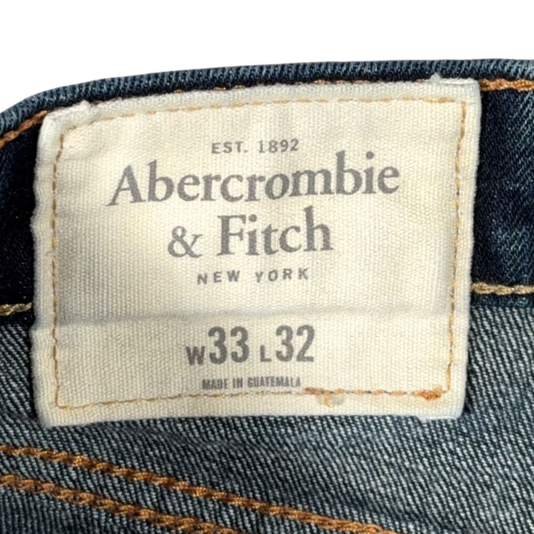 Abercrombie & Fitch Abercrombie & Fitch Jeans Mens 33x32 Blue Dark Wash Denim Button Fly Super Skinny Size US 33 - 7 Thumbnail