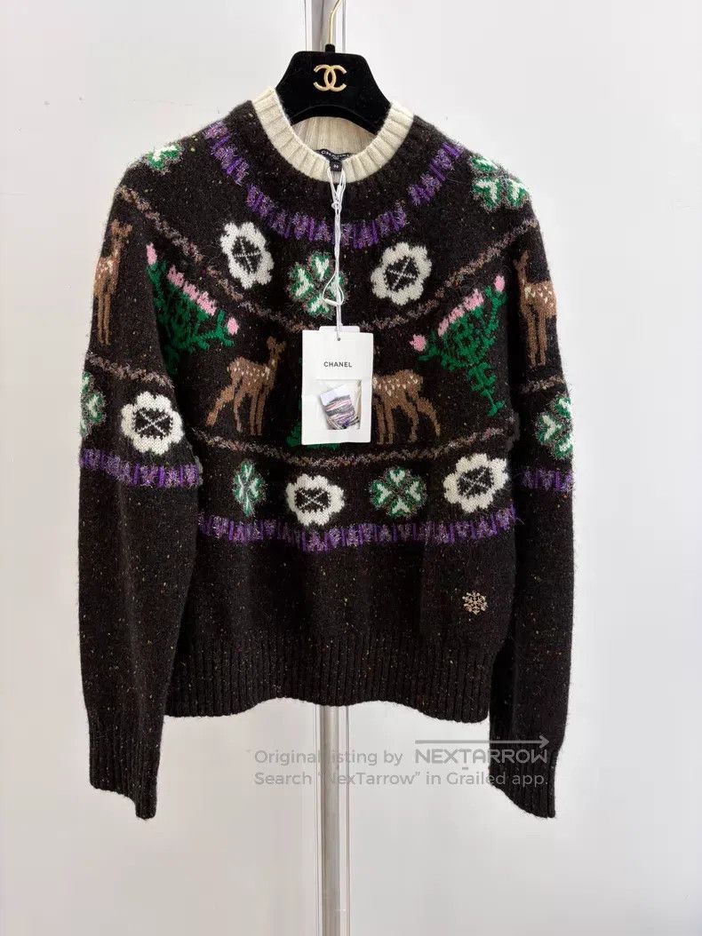 Chanel Chanel Ski series coffee brown deer knitted pullover sweat Size XS / US 0-2 / IT 36-38 - 1 Thumbnail