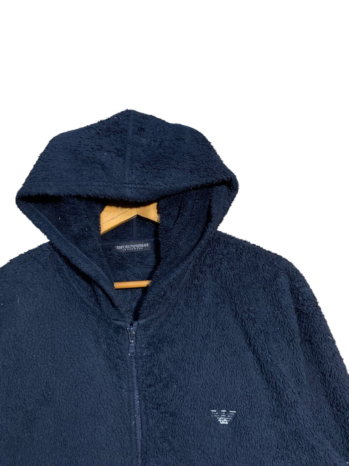 Emporio Armani 🔥Vintage 90s Emporio Armani Fleece Hoodie Jacket Size US L / EU 52-54 / 3 - 8 Thumbnail