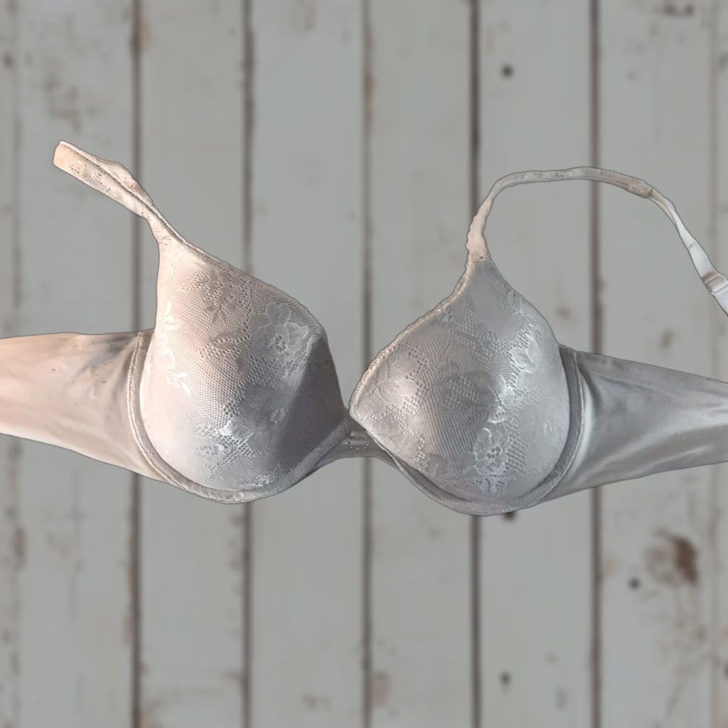 Vintage Maidenform Lightly Padded Push Up Bra Womens 36D White Opaque Lace Size ONE SIZE - 1 Thumbnail