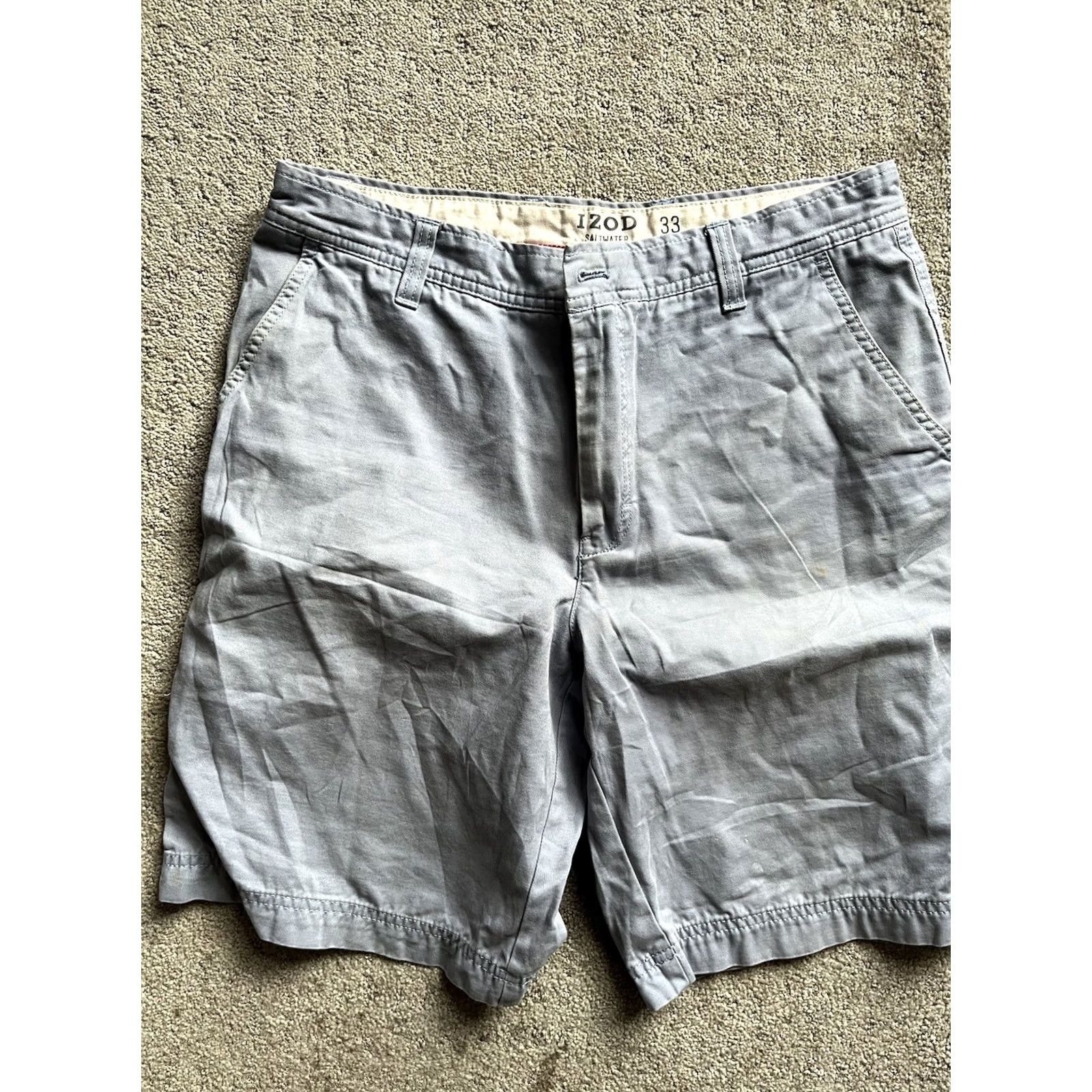 Izod Izod Shorts Size 33 Blue Solid Print Flat Front Saltwater Size US 33 - 2 Thumbnail