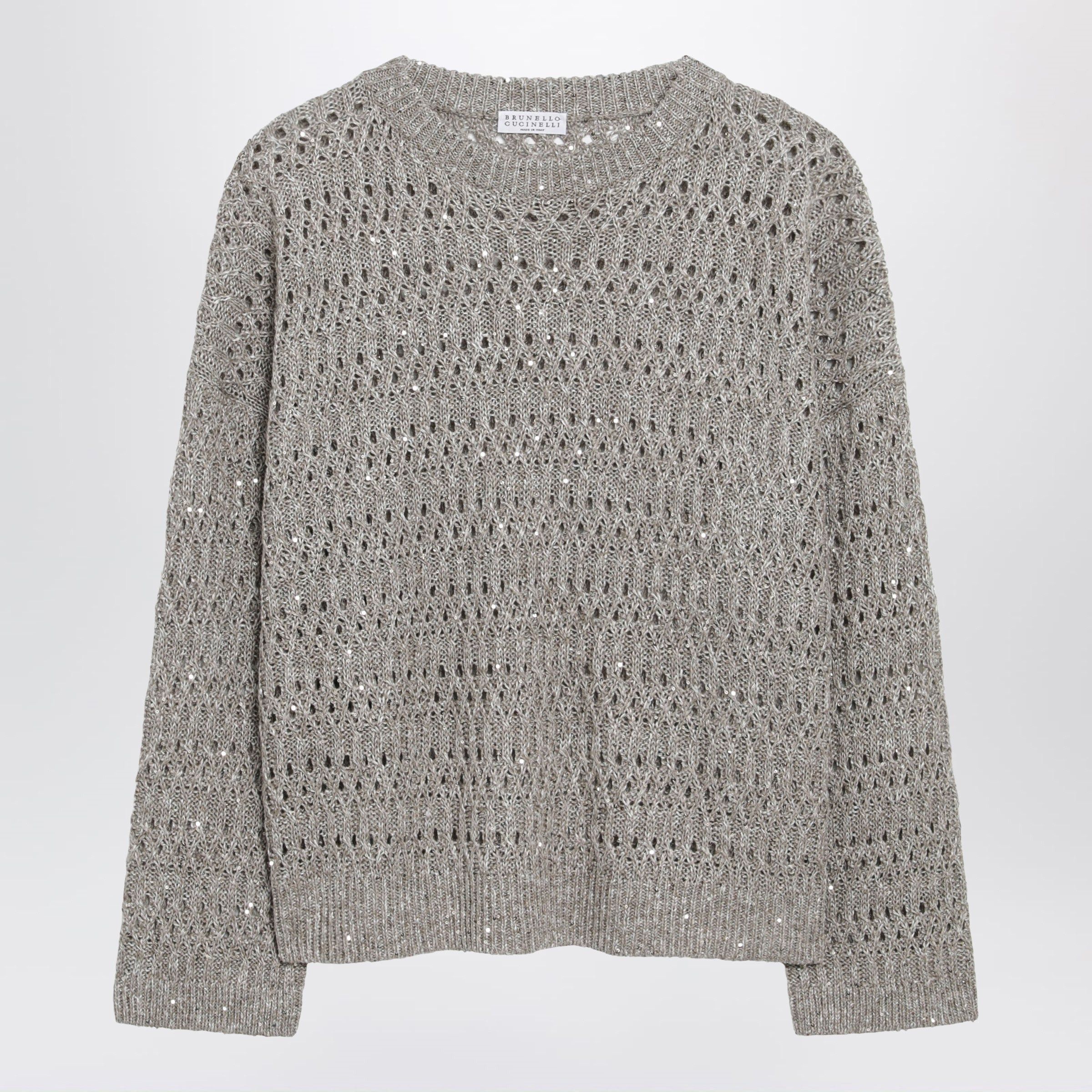 Brunello Cucinelli Brunello Cucinelli Crochet Crewneck Sweater With Sequins Size L / US 10 / IT 46 - 1 Thumbnail