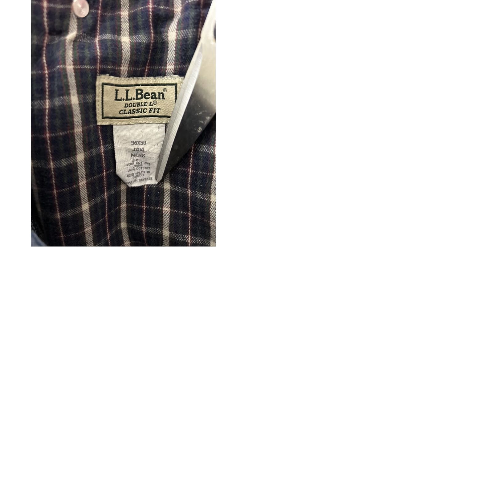 Vintage L.L. Bean Double L Jeans Mens 36x30 Blue Plaid Lined Denim Classic Fit Pockets YKK Front Flat Front Regular Pants Men Size US 36 / EU 52 - 9 Thumbnail