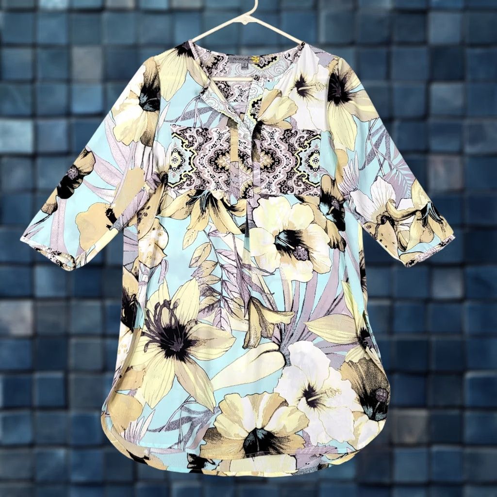 Vintage FLGUERCA & FLEVERE Floral print tunic Blouse Size S Women's Size S / US 4 / IT 40 - 1 Thumbnail
