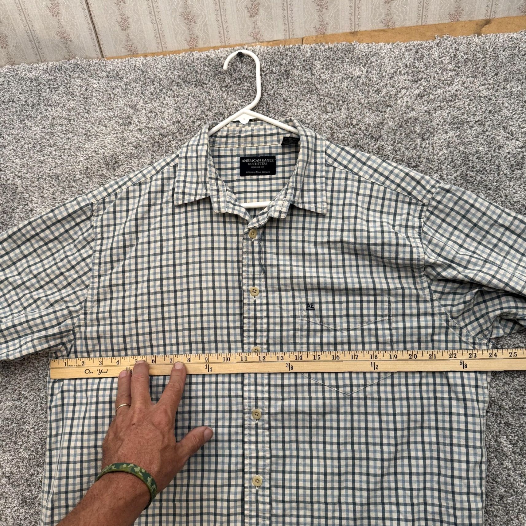 American Eagle Outfitters VINTAGE American Eagle Outfitters Plaid Button-Up Shirt L Mens 90s Preppy Blue Cotton Short Sleeve Grunge Streetwear Size US L / EU 52-54 / 3 - 3 Thumbnail