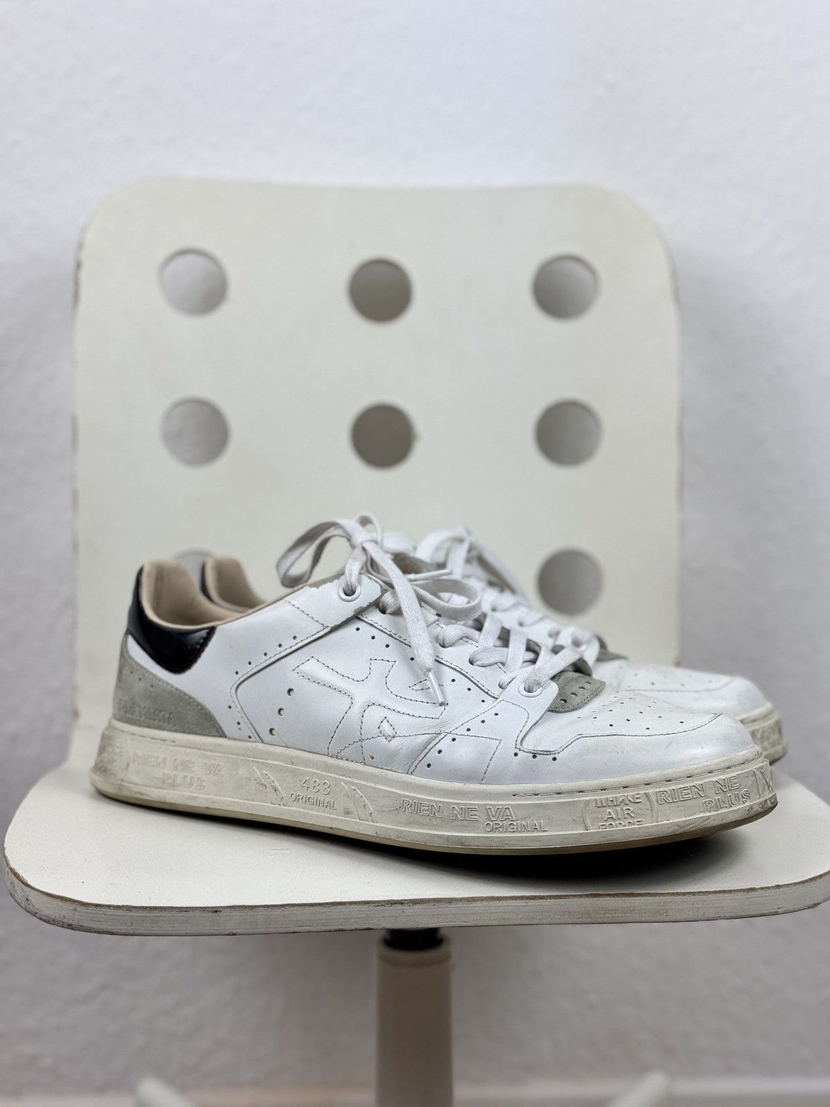 Premiata Men’s PREMIATA QUINN VAR.5254 White Leather Sneakers Size 43 Size US 9 / EU 42 - 3 Thumbnail