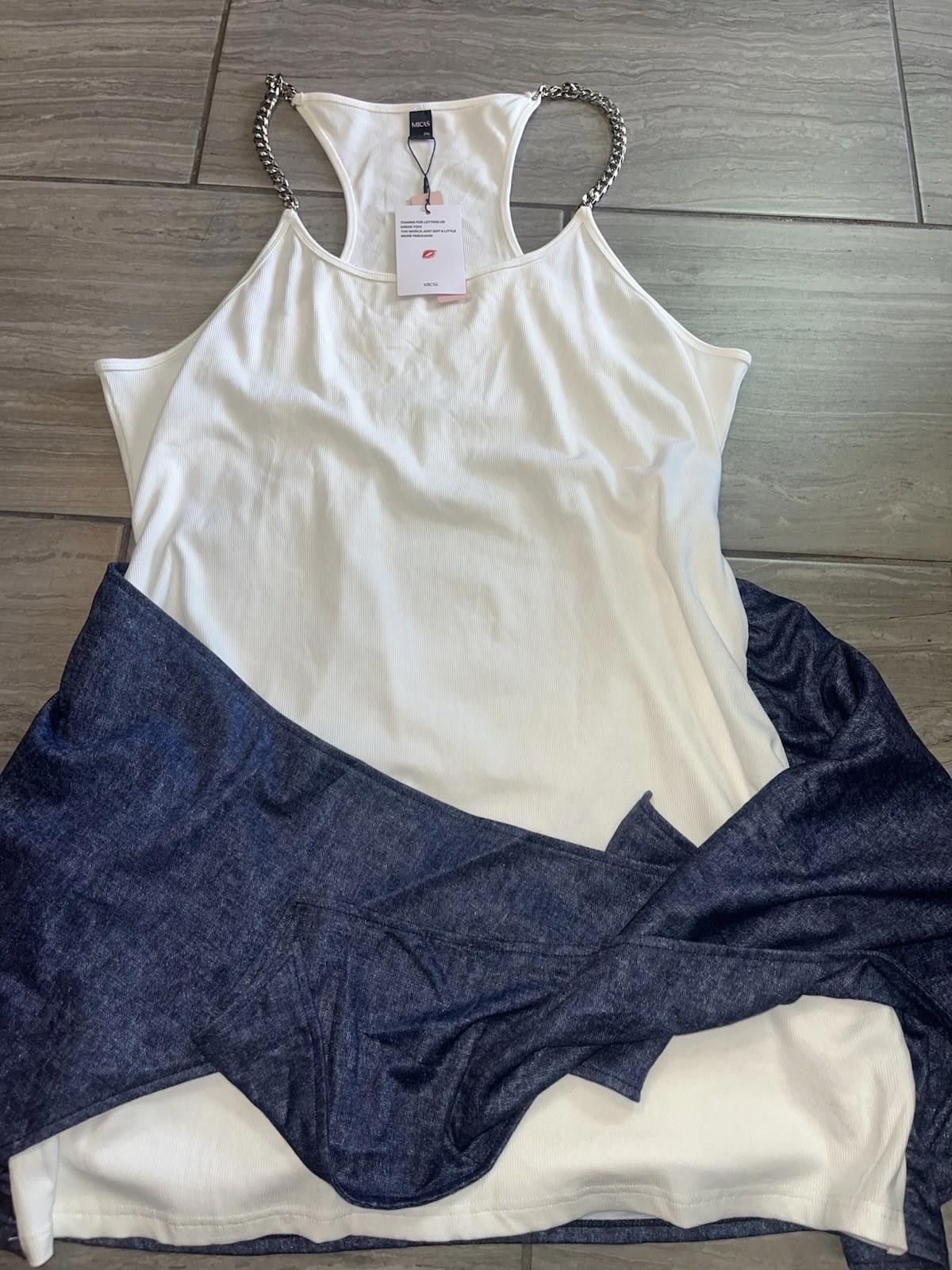Issey Miyake NWT Micas White Chain Straps Racingback Tank Top Size 2XL Size XXL / US 16-18 / IT 52-54 - 1 Thumbnail