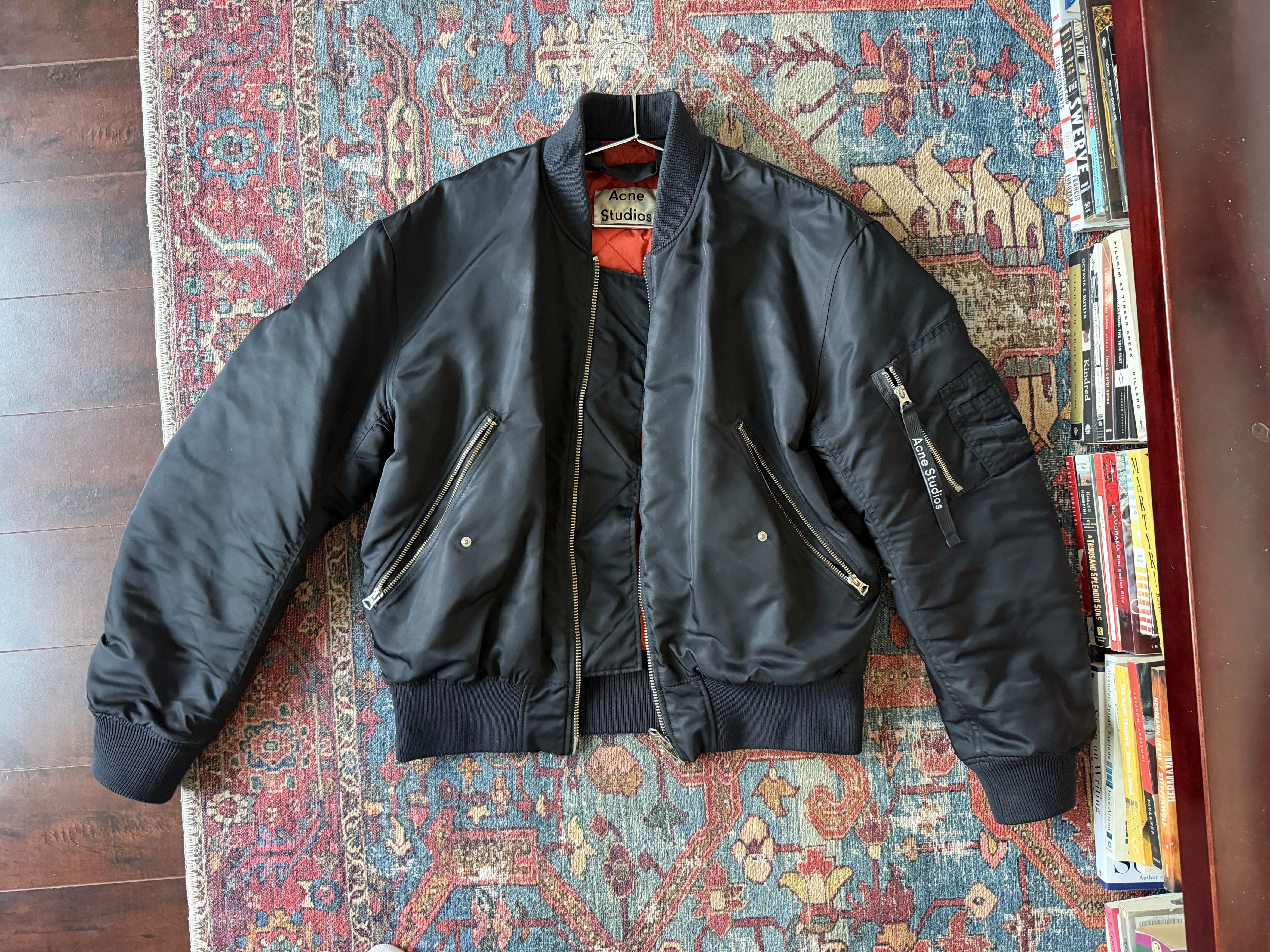 アクネ 46 ブルゾン ジャケット MA-1 メンズ ブラック メンズ Acne 