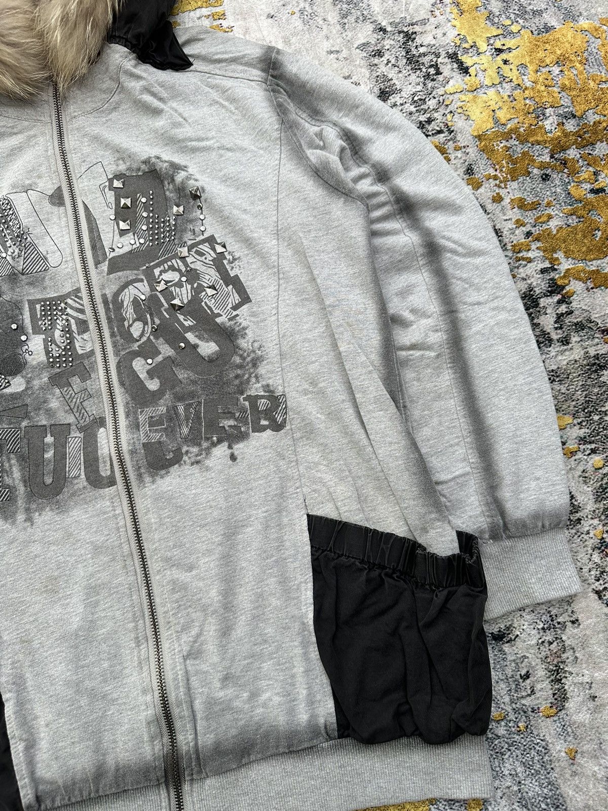 Le Grande Bleu (L.G.B.) STUDDED GOTHIC FUR ZIP HOODIE IF SIX WAS NINE LGB STYLE Size US L / EU 52-54 / 3 - 4 Thumbnail