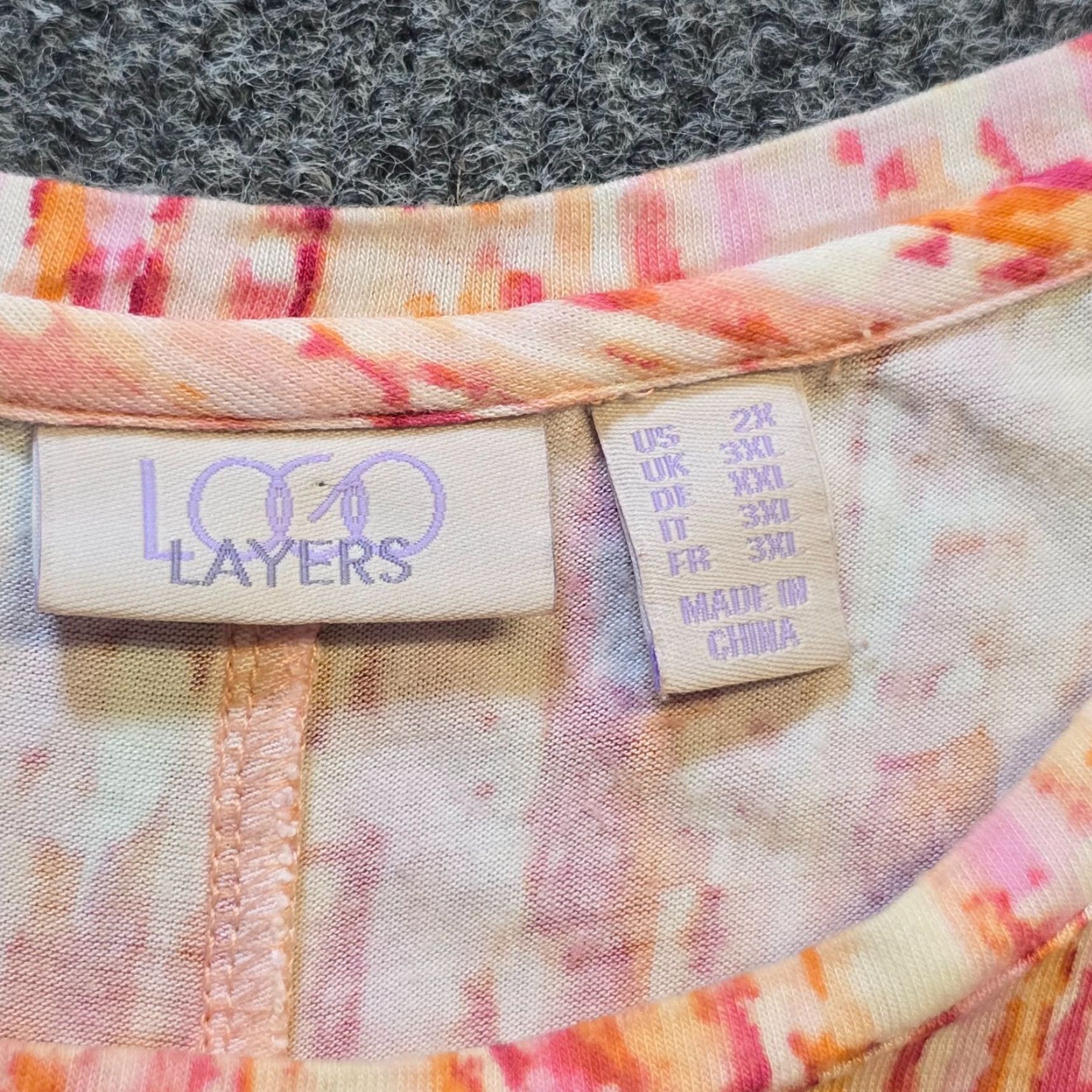Vintage LOGO by Lori Goldstein Top Womens 2X Orange Pink Sleeveless Stretch Tunic Tank Shirt Size XXL / US 16-18 / IT 52-54 - 3 Thumbnail